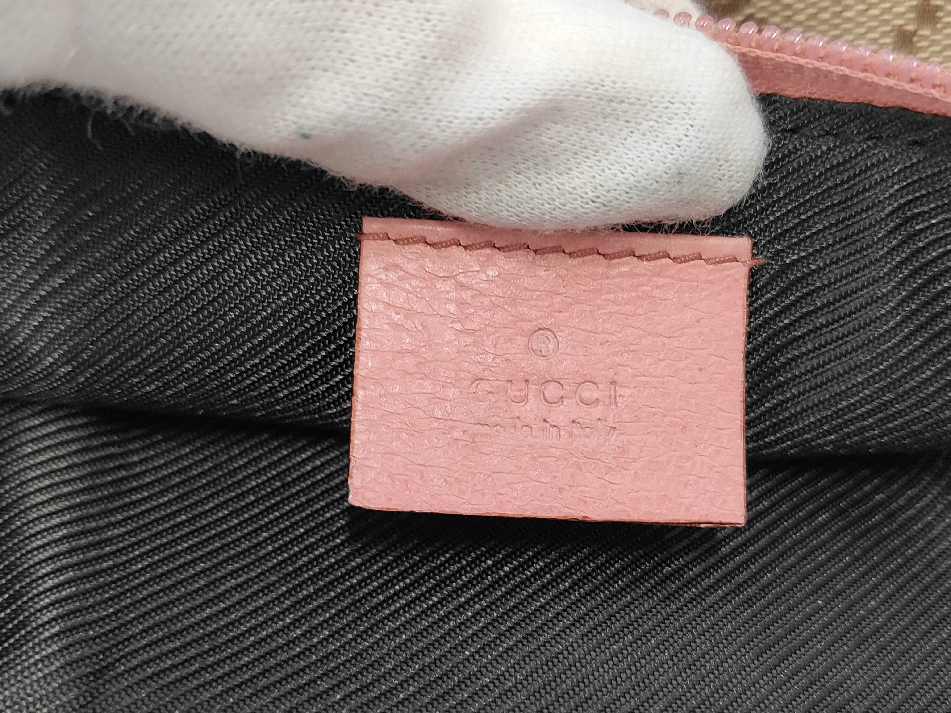GG Canvas Hand Pouch, Beige x Pink, 07198 (Pouch) — view 11