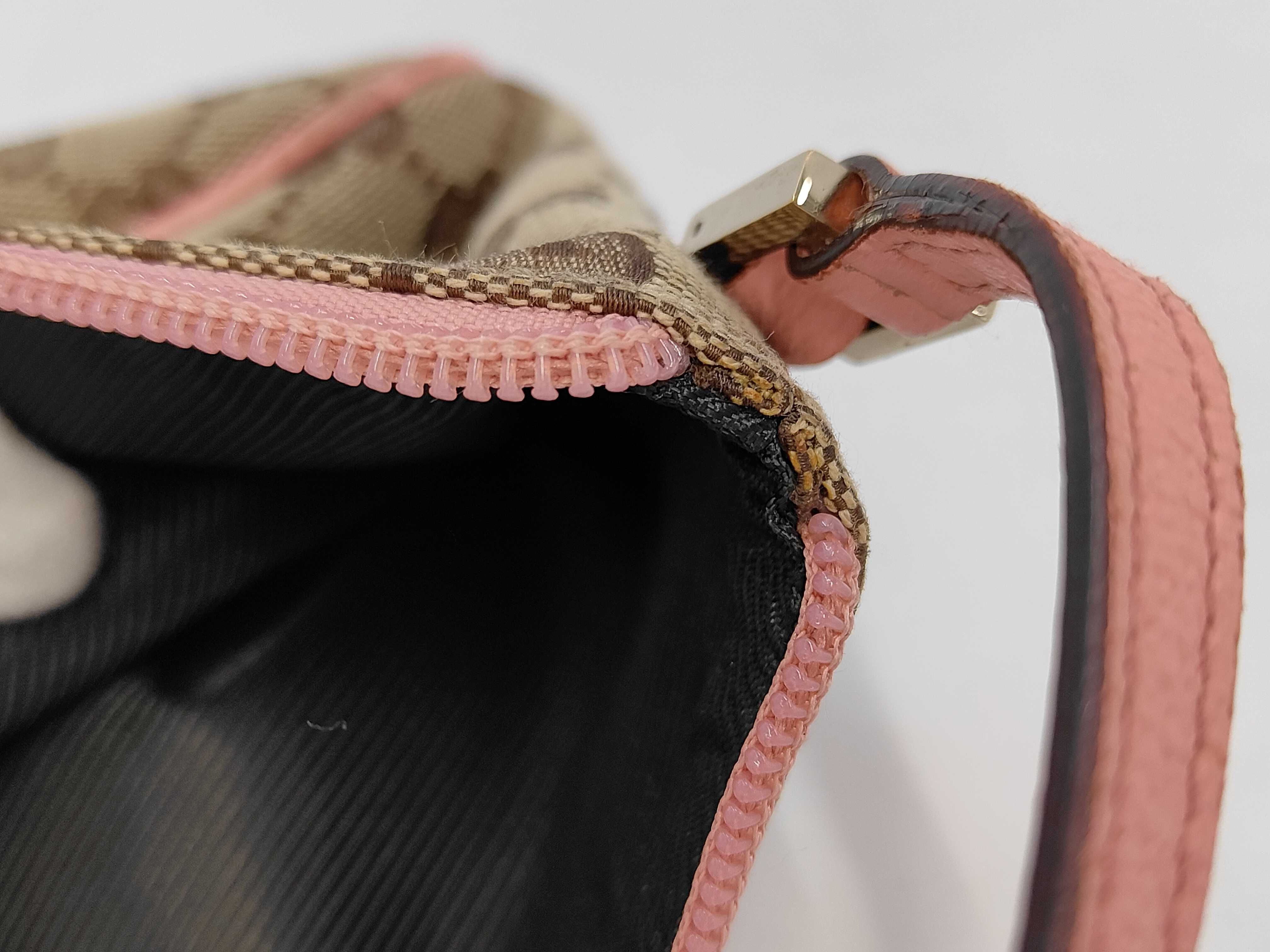GG Canvas Hand Pouch, Beige x Pink, 07198 (Pouch) — view 12