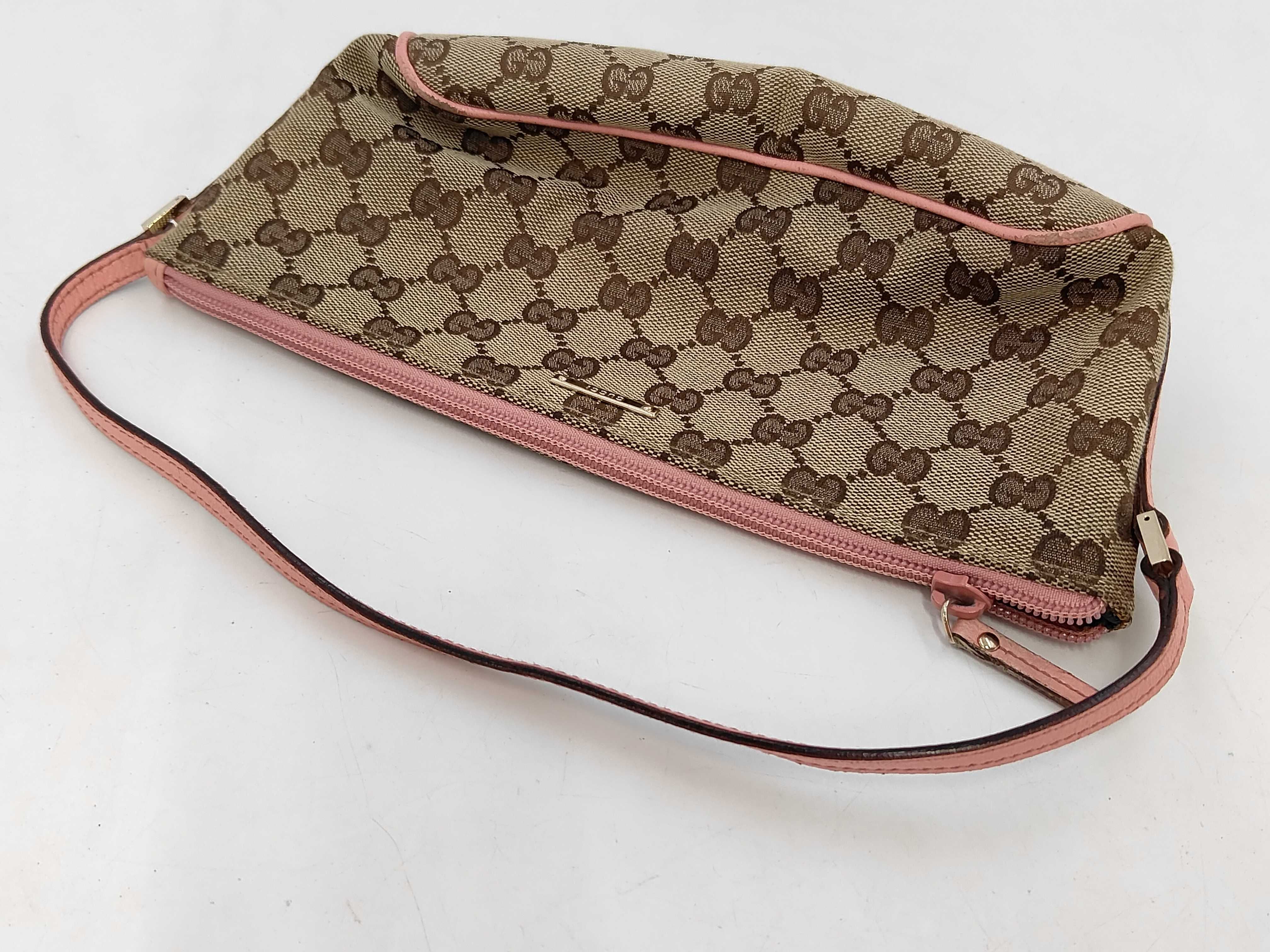 GG Canvas Hand Pouch, Beige x Pink, 07198 (Pouch) — view 6