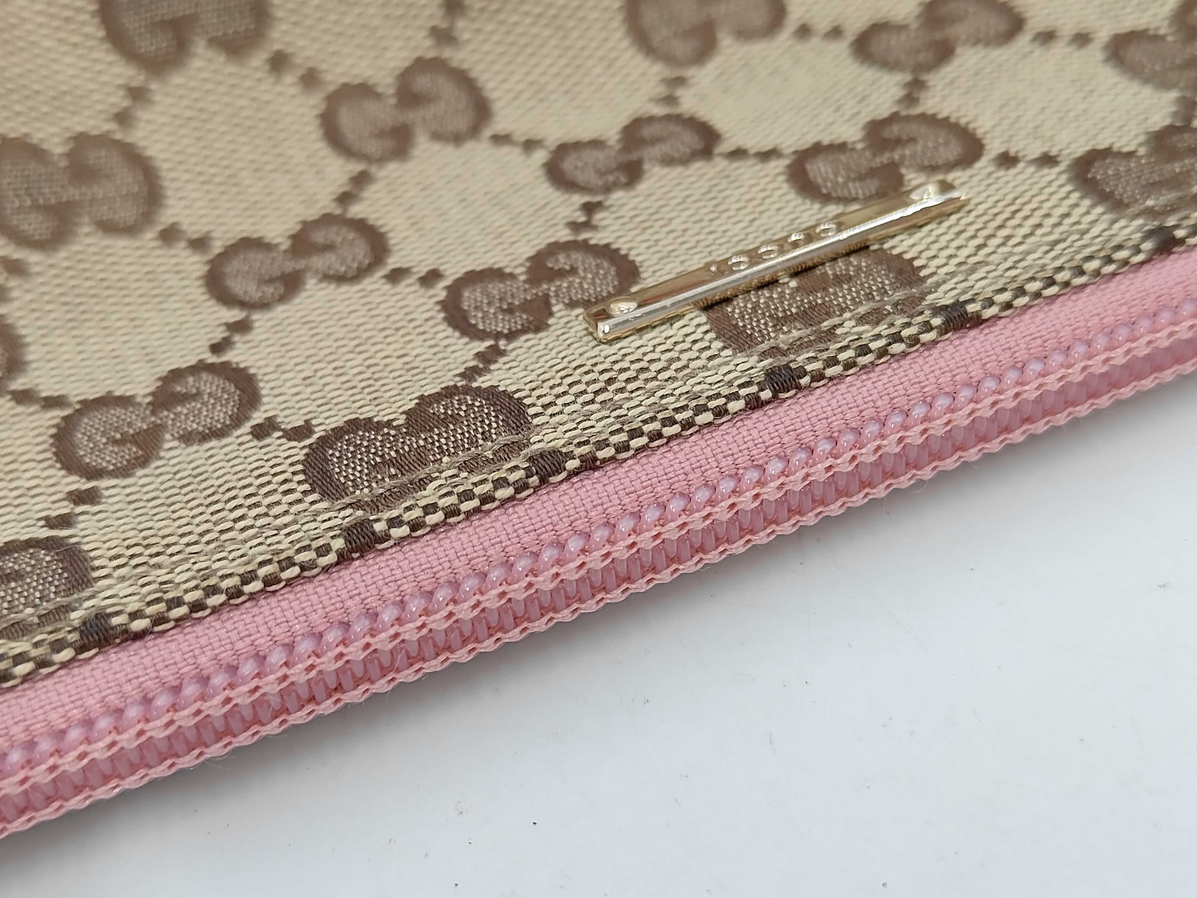 GG Canvas Hand Pouch, Beige x Pink, 07198 (Pouch) — view 9