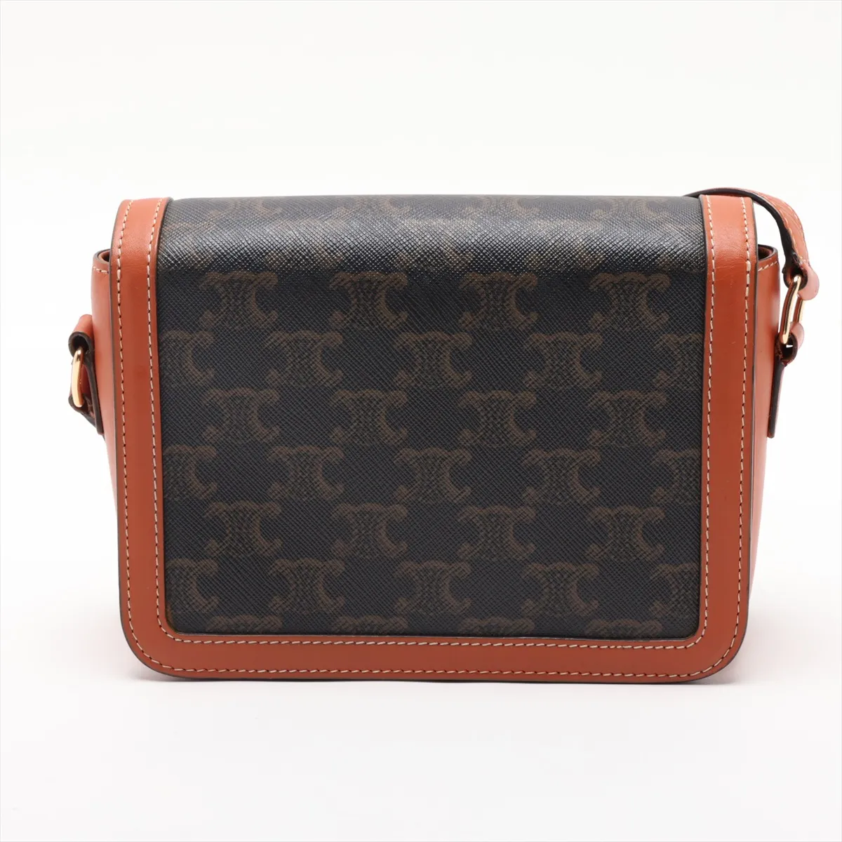 Triomphe Teen PVC x Leather Shoulder Bag, Brown — view 2