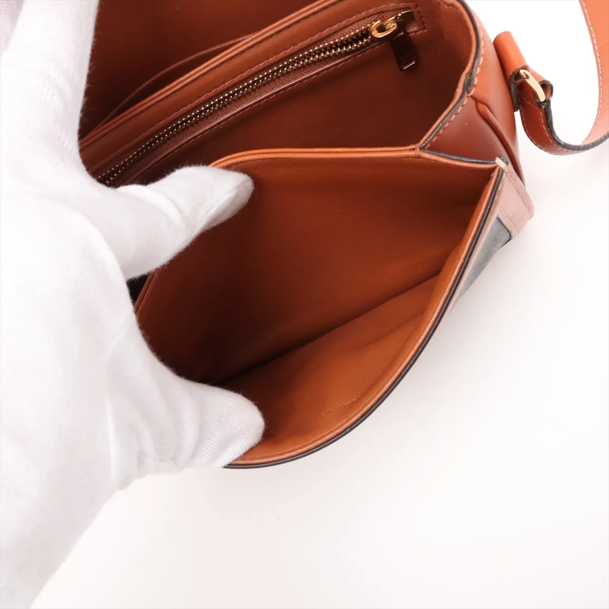 Triomphe Teen PVC x Leather Shoulder Bag, Brown — view 7