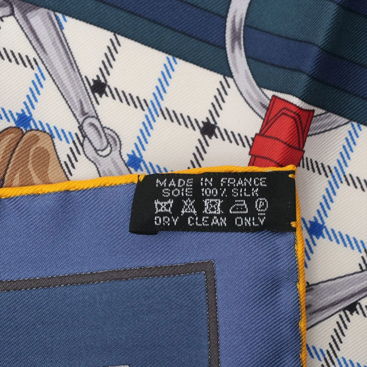 Carre 45 Hermes Sellier Serie Scarf Silk Navy Thread Fuzz Thread — view 6
