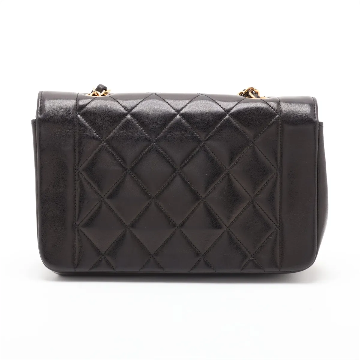 Matelassé Lambskin Single Flap Single Chain Bag, Diana Flap, Black with Gold Hardware, 3156526, Series 3 — view 2