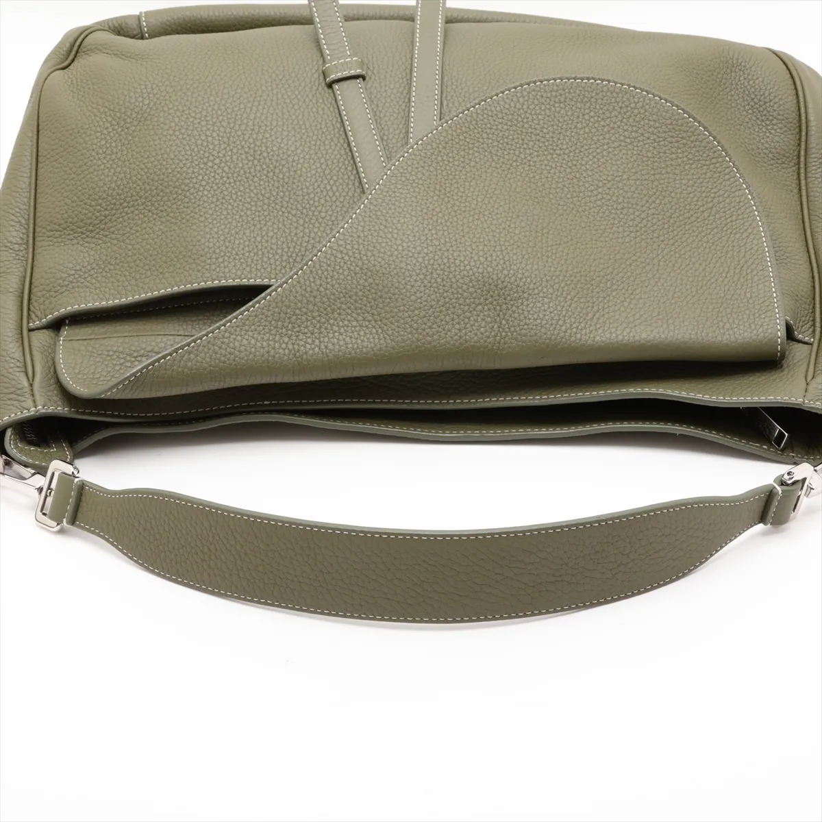 Saddle Leather 2-Way Shoulder Bag, Green — view 5