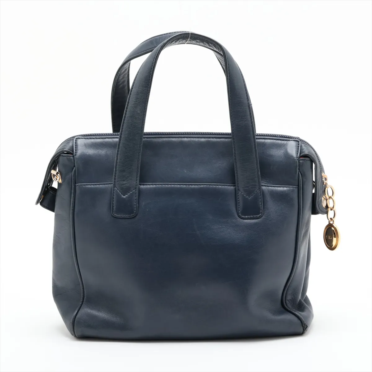 Leather 2-Way Handbag, Blue — view 2