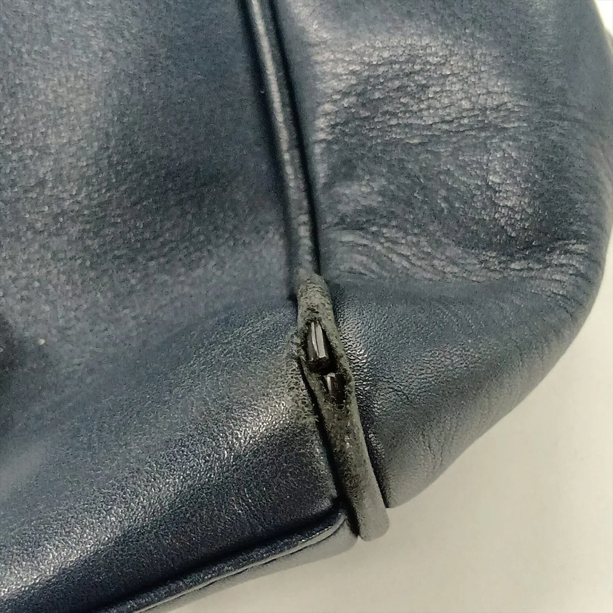Leather 2-Way Handbag, Blue — view 14