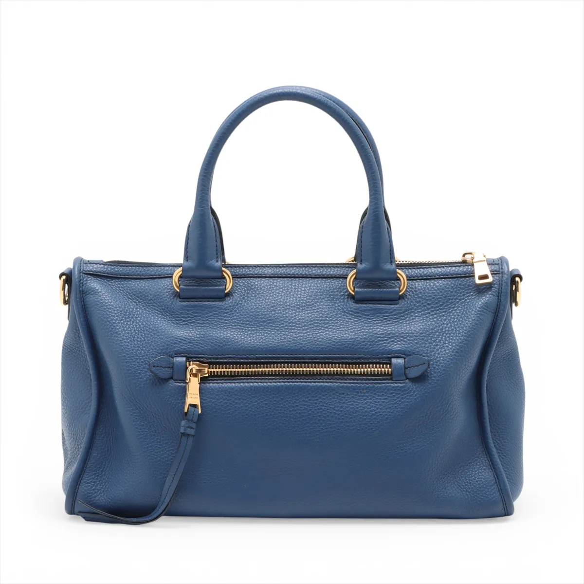 Vitello Daino Leather 2-Way Handbag, Blue BL0805, Unsigned Guarantee Card — view 2
