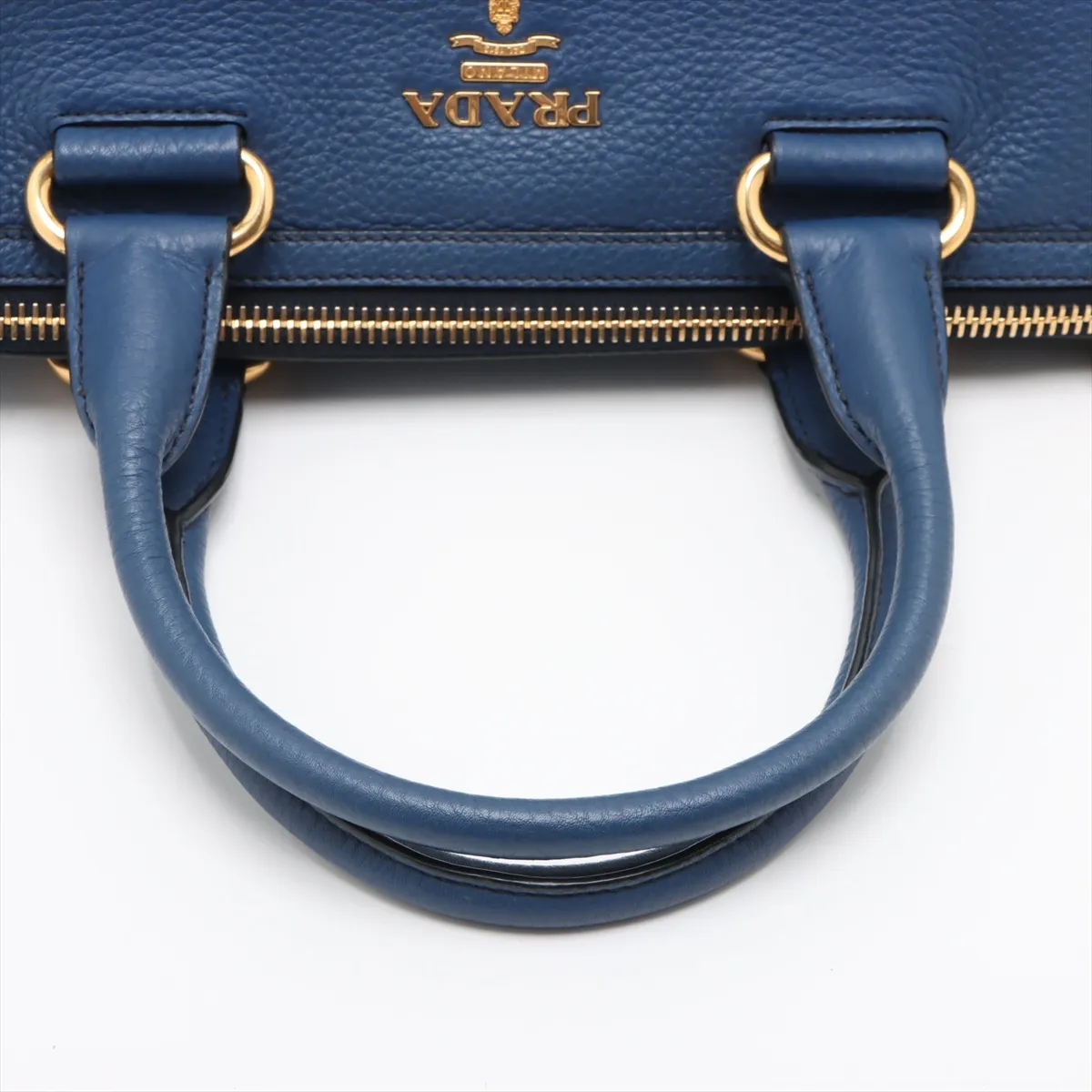 Vitello Daino Leather 2-Way Handbag, Blue BL0805, Unsigned Guarantee Card — view 5