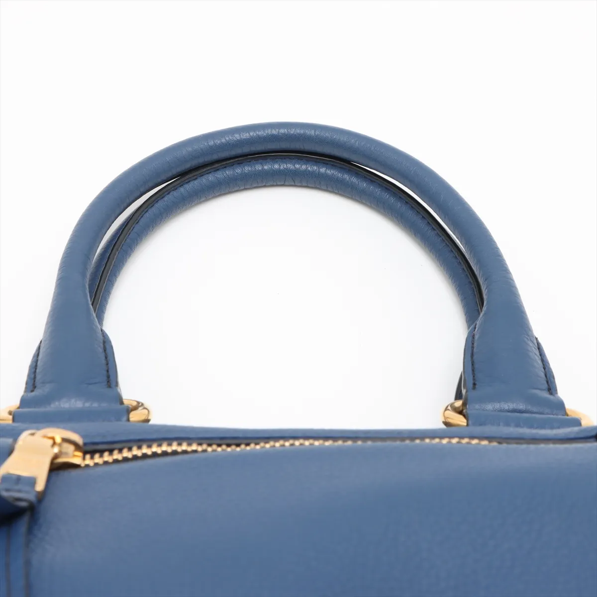 Vitello Daino Leather 2-Way Handbag, Blue BL0805, Unsigned Guarantee Card — view 6