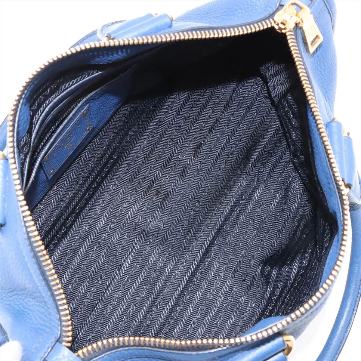 Vitello Daino Leather 2-Way Handbag, Blue BL0805, Unsigned Guarantee Card — view 8