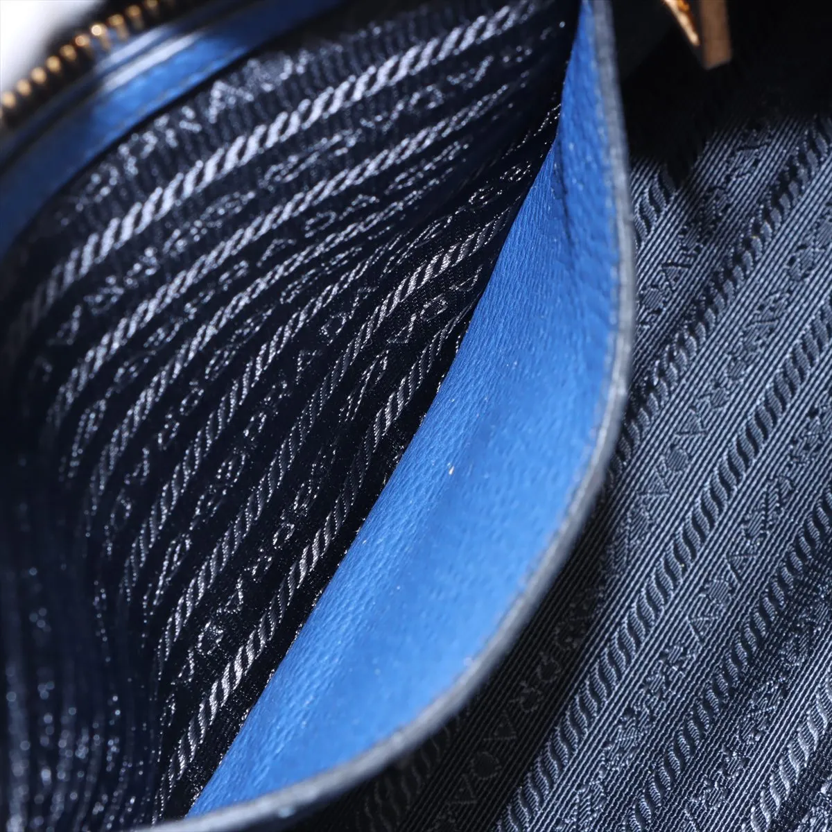 Vitello Daino Leather 2-Way Handbag, Blue BL0805, Unsigned Guarantee Card — view 10
