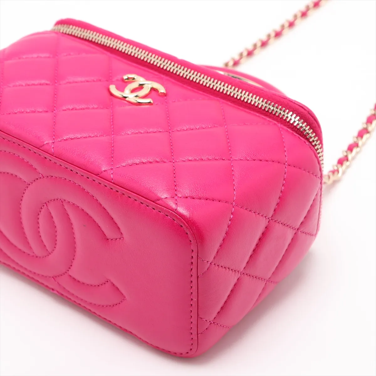 Matelassé Lambskin Vanity Bag, Pink with Gold Hardware, TTCJ8LK1, Random Serial Number — view 3