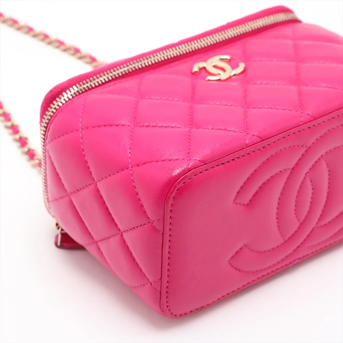 Matelassé Lambskin Vanity Bag, Pink with Gold Hardware, TTCJ8LK1, Random Serial Number — view 4
