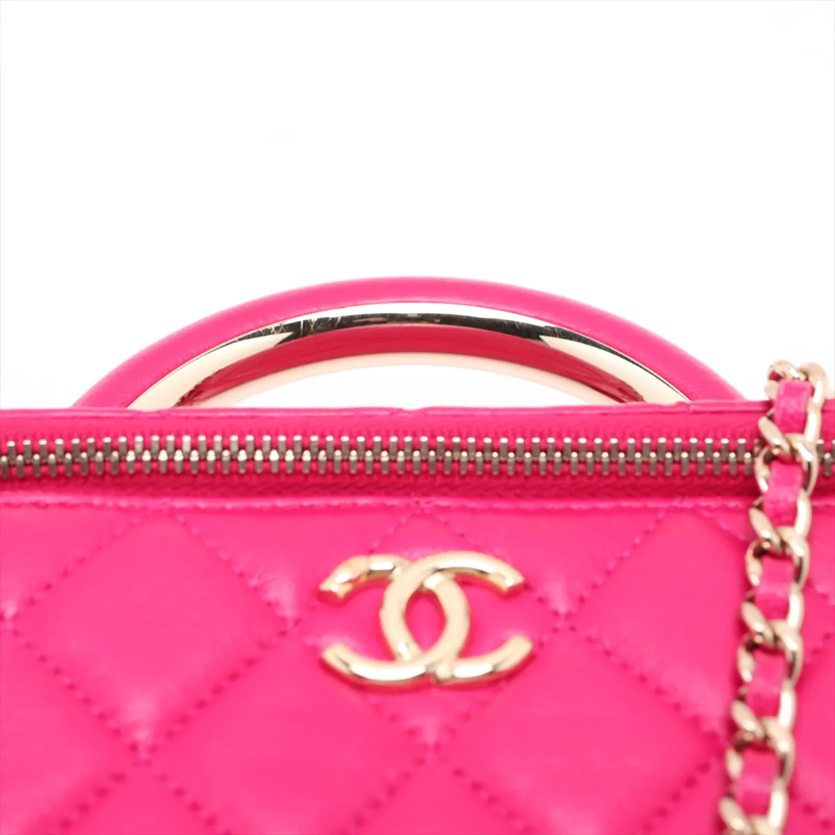 Matelassé Lambskin Vanity Bag, Pink with Gold Hardware, TTCJ8LK1, Random Serial Number — view 6