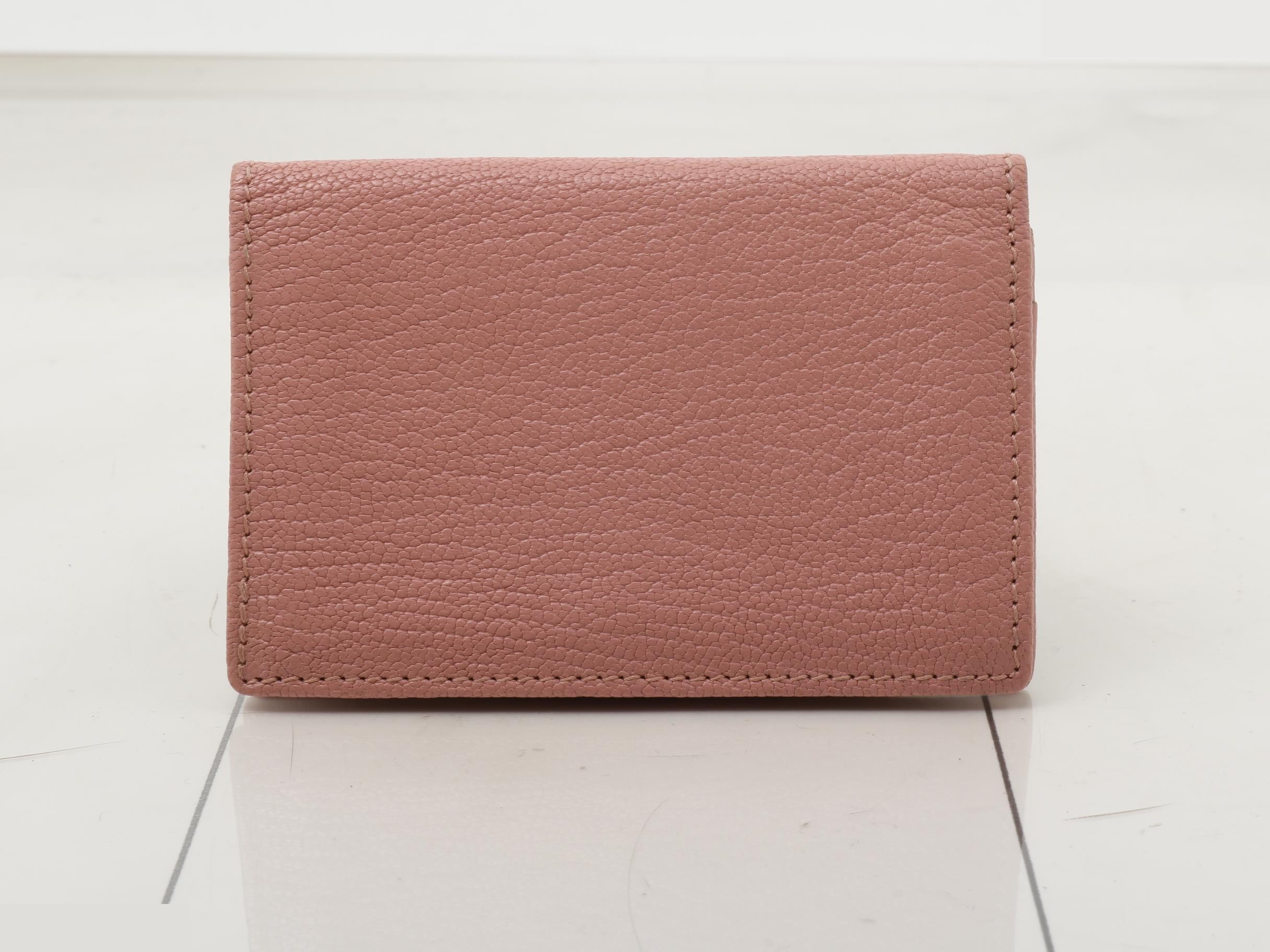 Logo Madras Card Case Business Card Holder Leather Pink — view 2