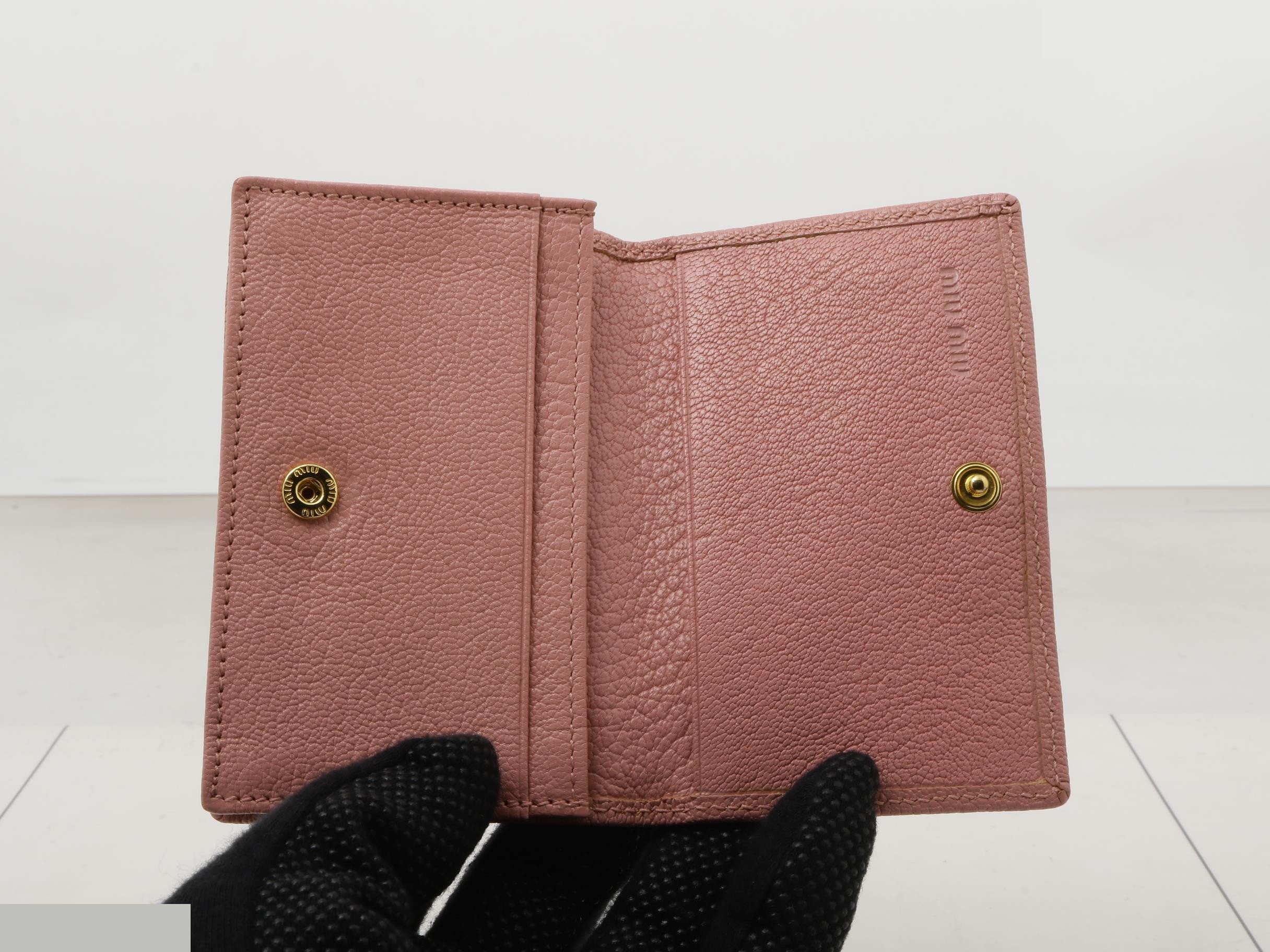 Logo Madras Card Case Business Card Holder Leather Pink — view 4