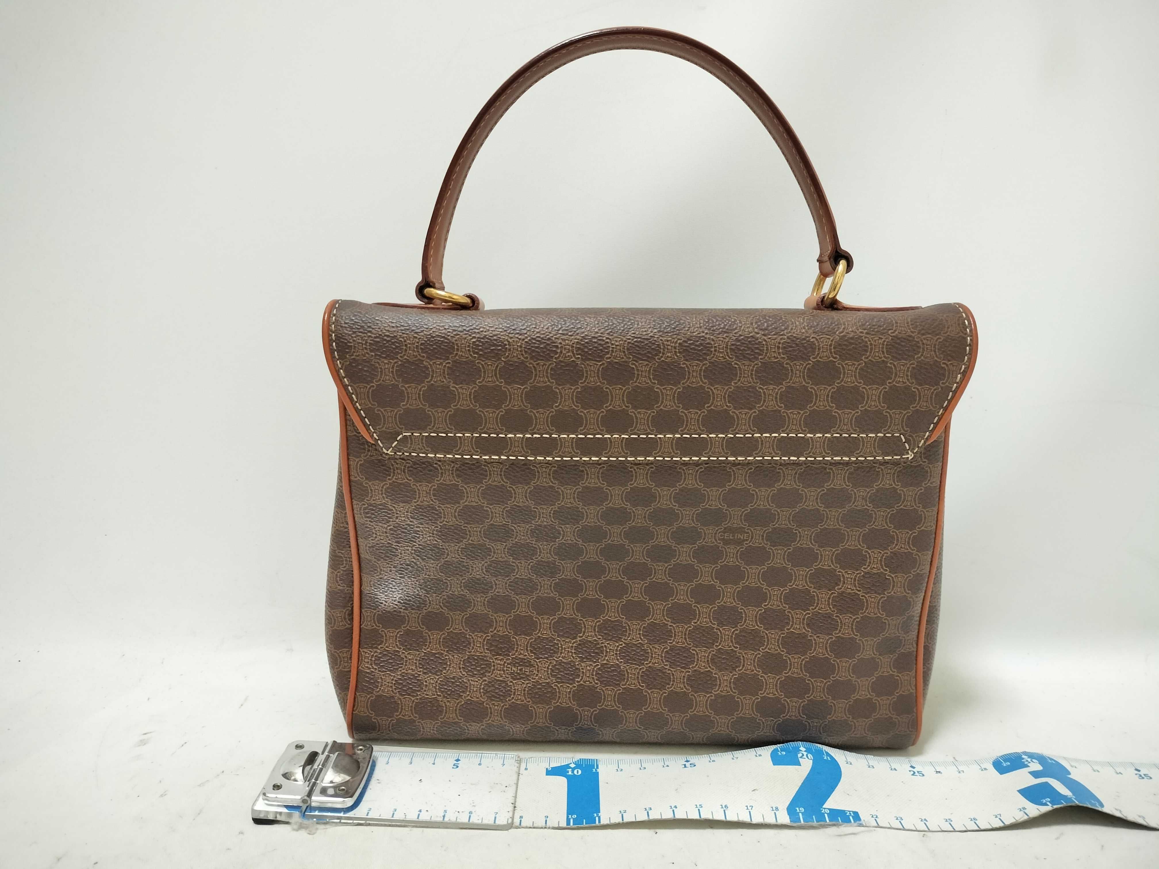 Vintage Macadam PVC x Leather Handbag, Brown — view 2