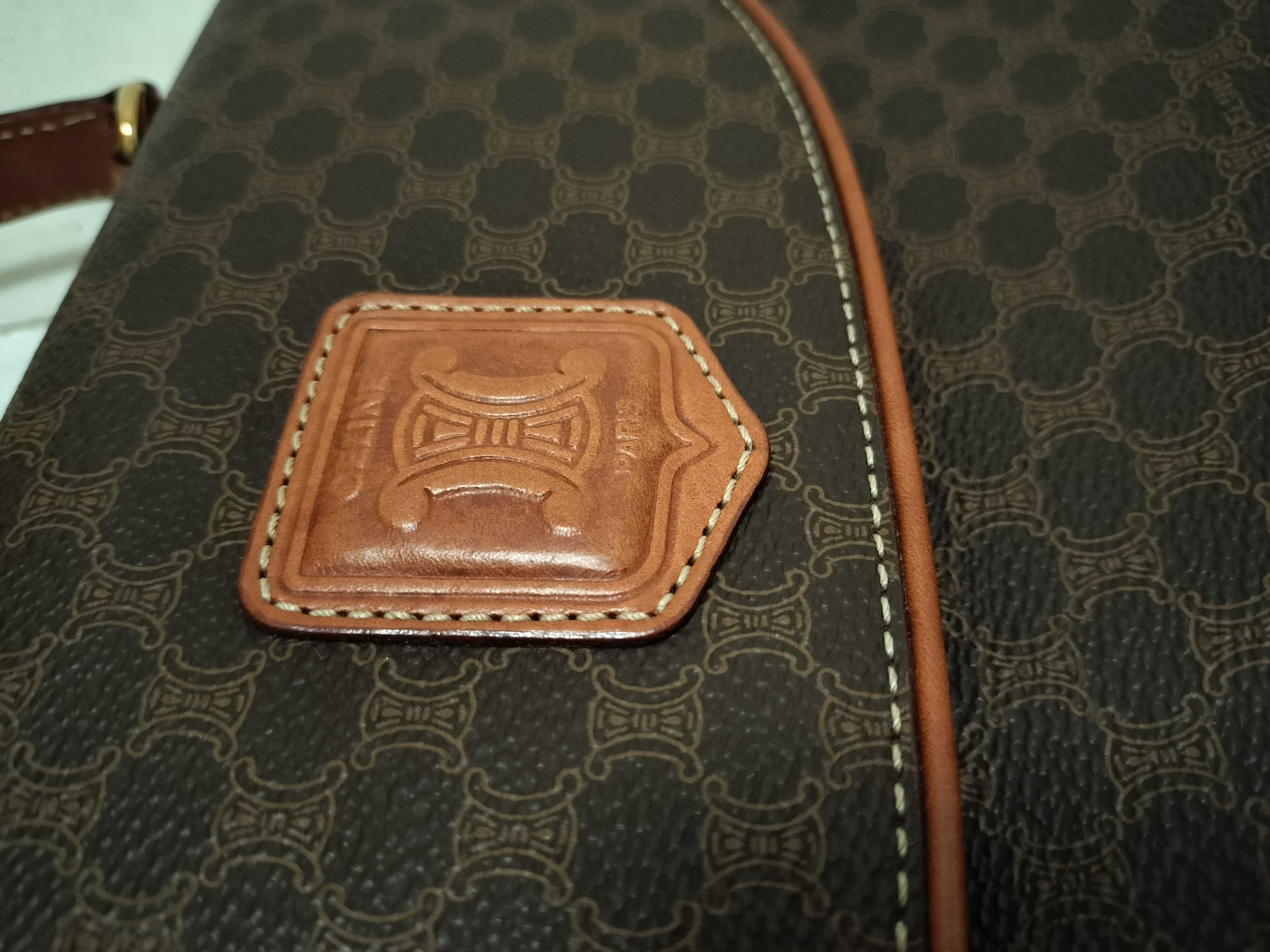 Vintage Macadam PVC x Leather Handbag, Brown — view 14