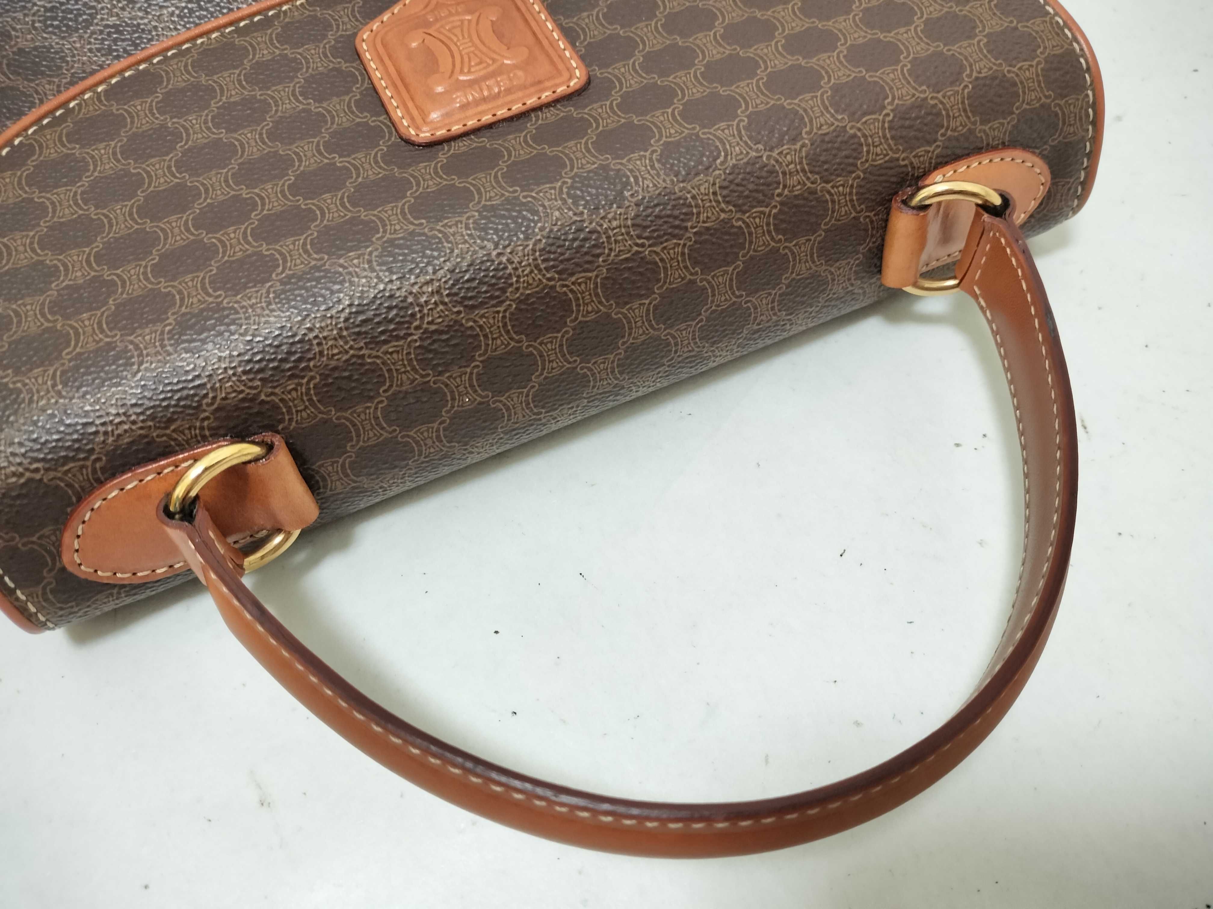 Vintage Macadam PVC x Leather Handbag, Brown — view 3