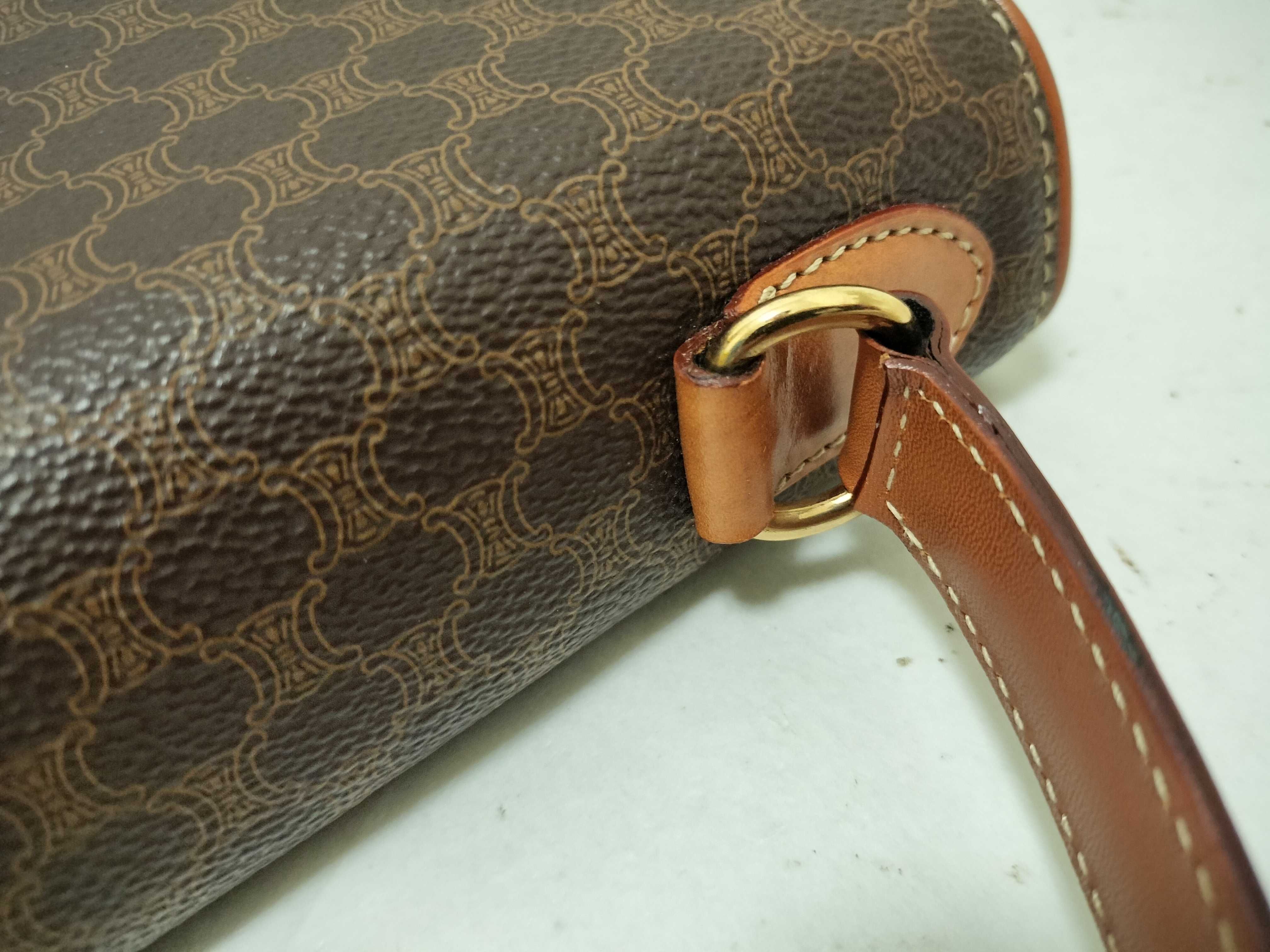 Vintage Macadam PVC x Leather Handbag, Brown — view 5