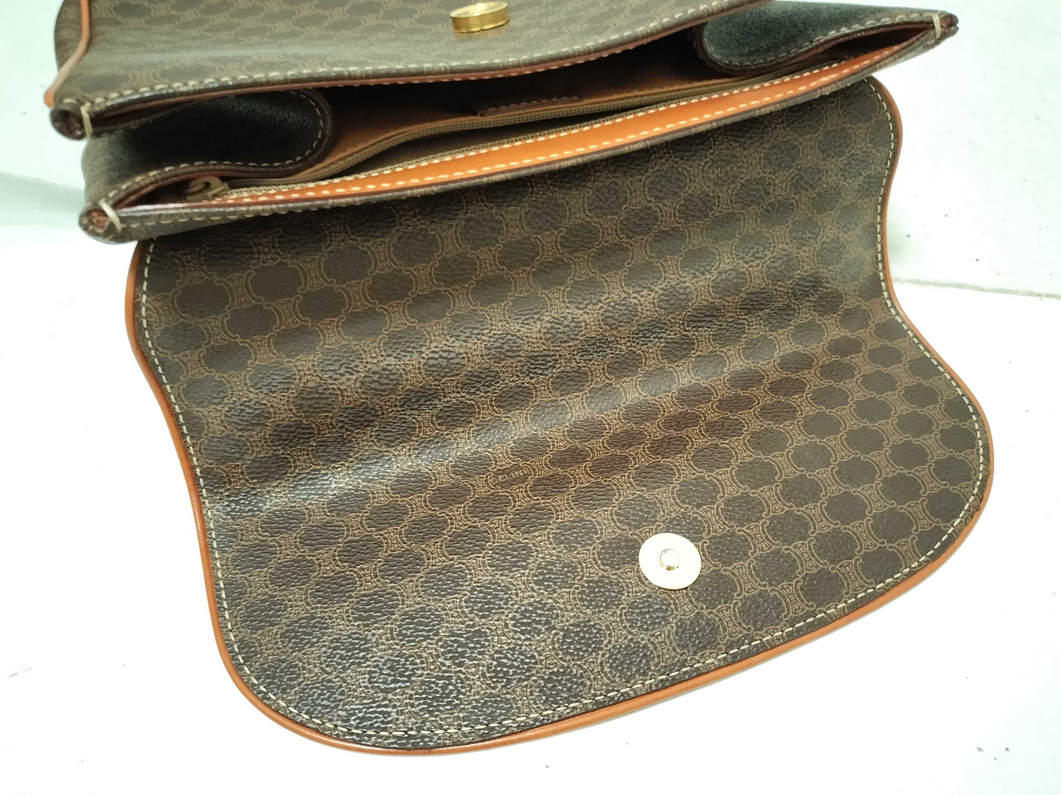 Vintage Macadam PVC x Leather Handbag, Brown — view 8