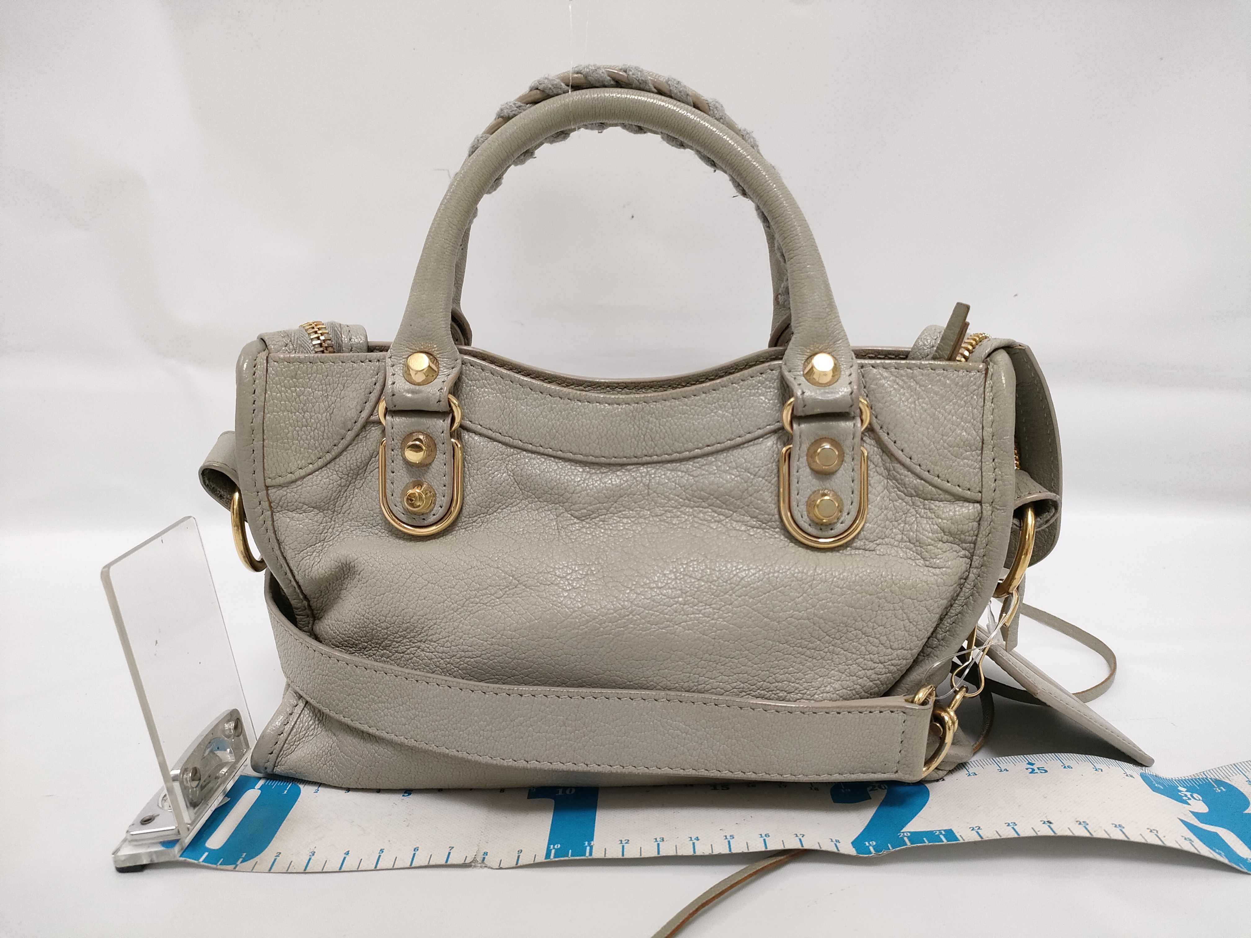 390160 Leather Classic Metal Edge City 2-Way Handbag with Gold Hardware — view 2