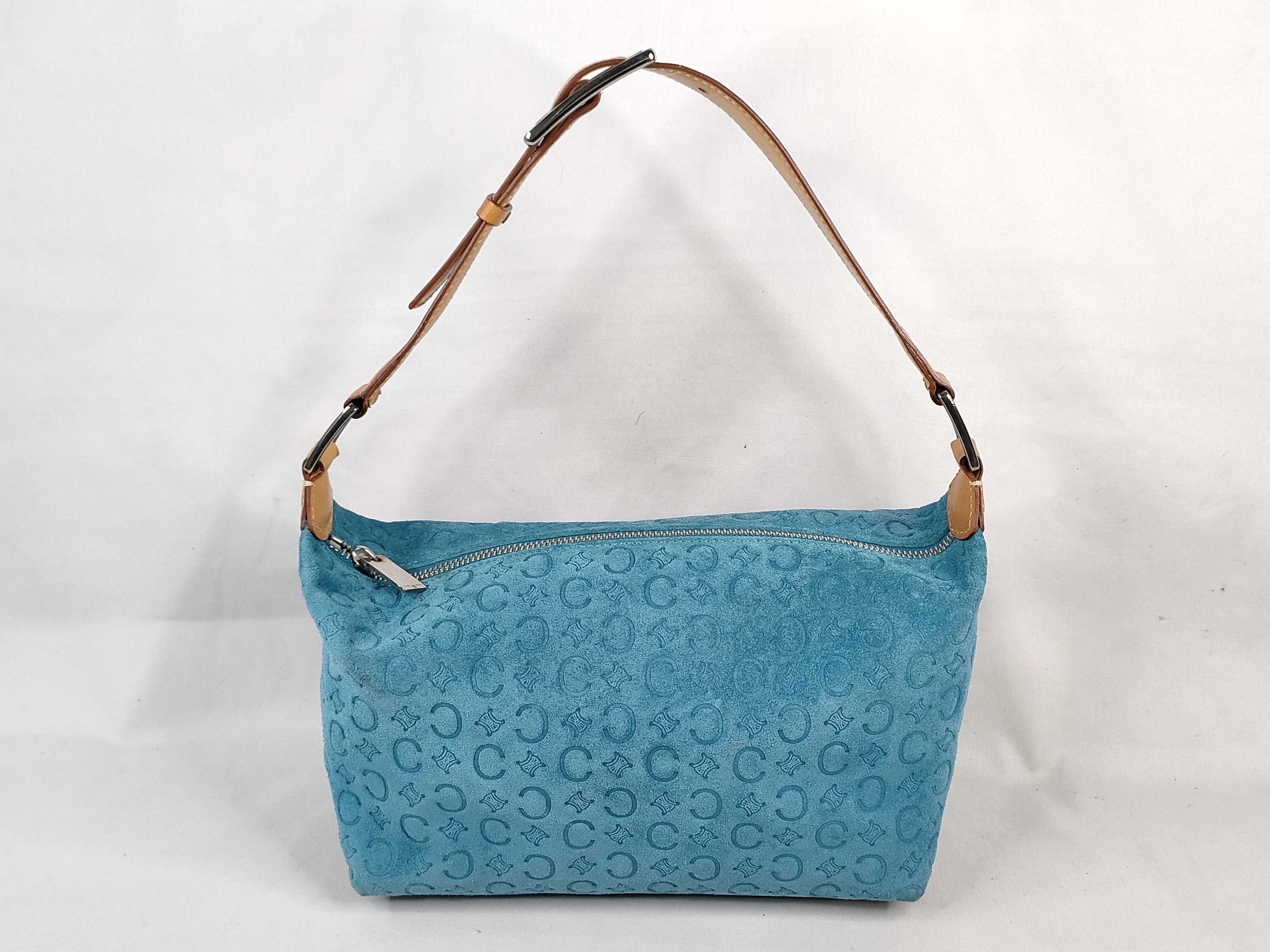 Accessory Pouch, Suede, Light Blue Handbag