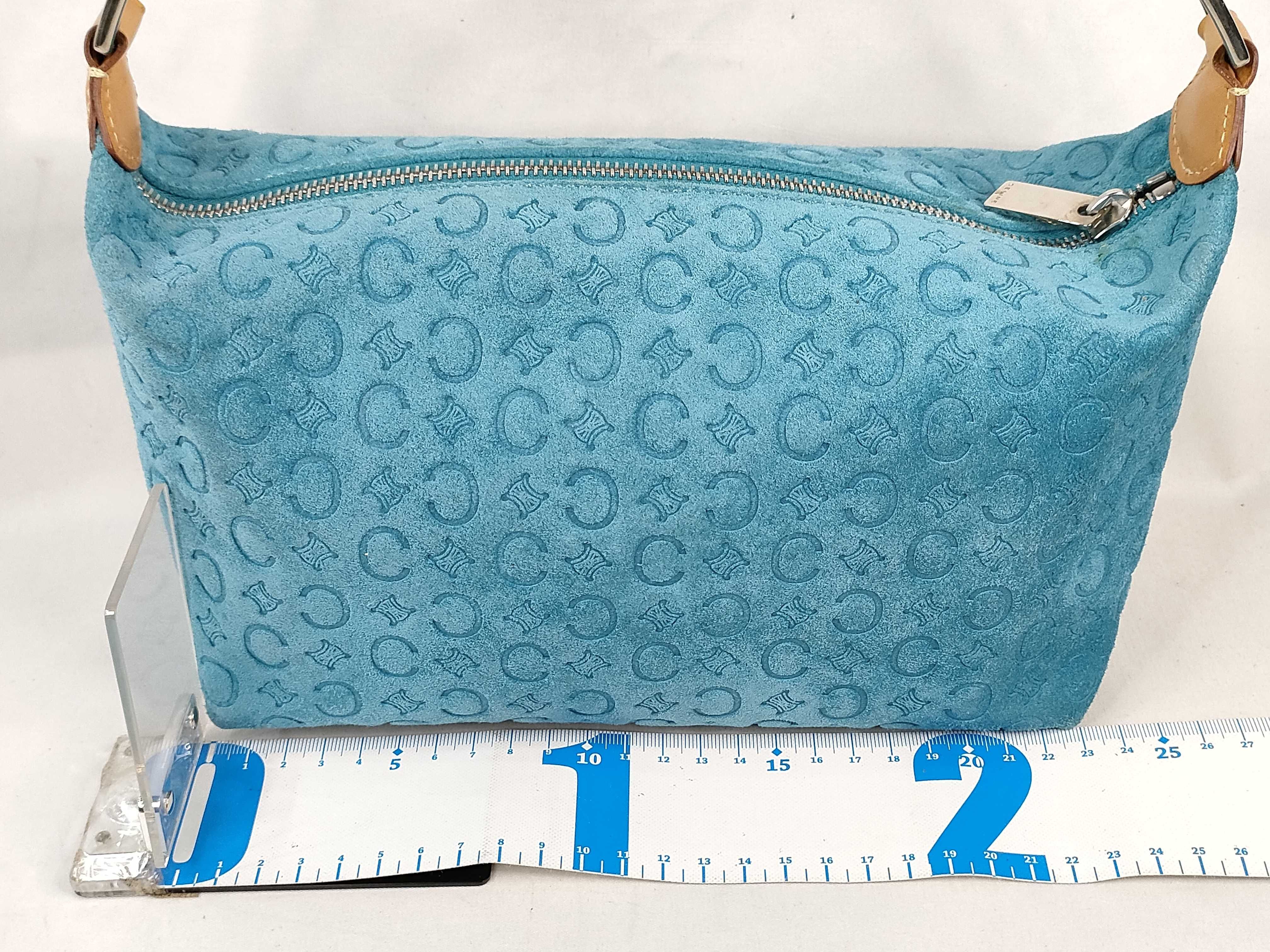 Accessory Pouch, Suede, Light Blue Handbag — view 2