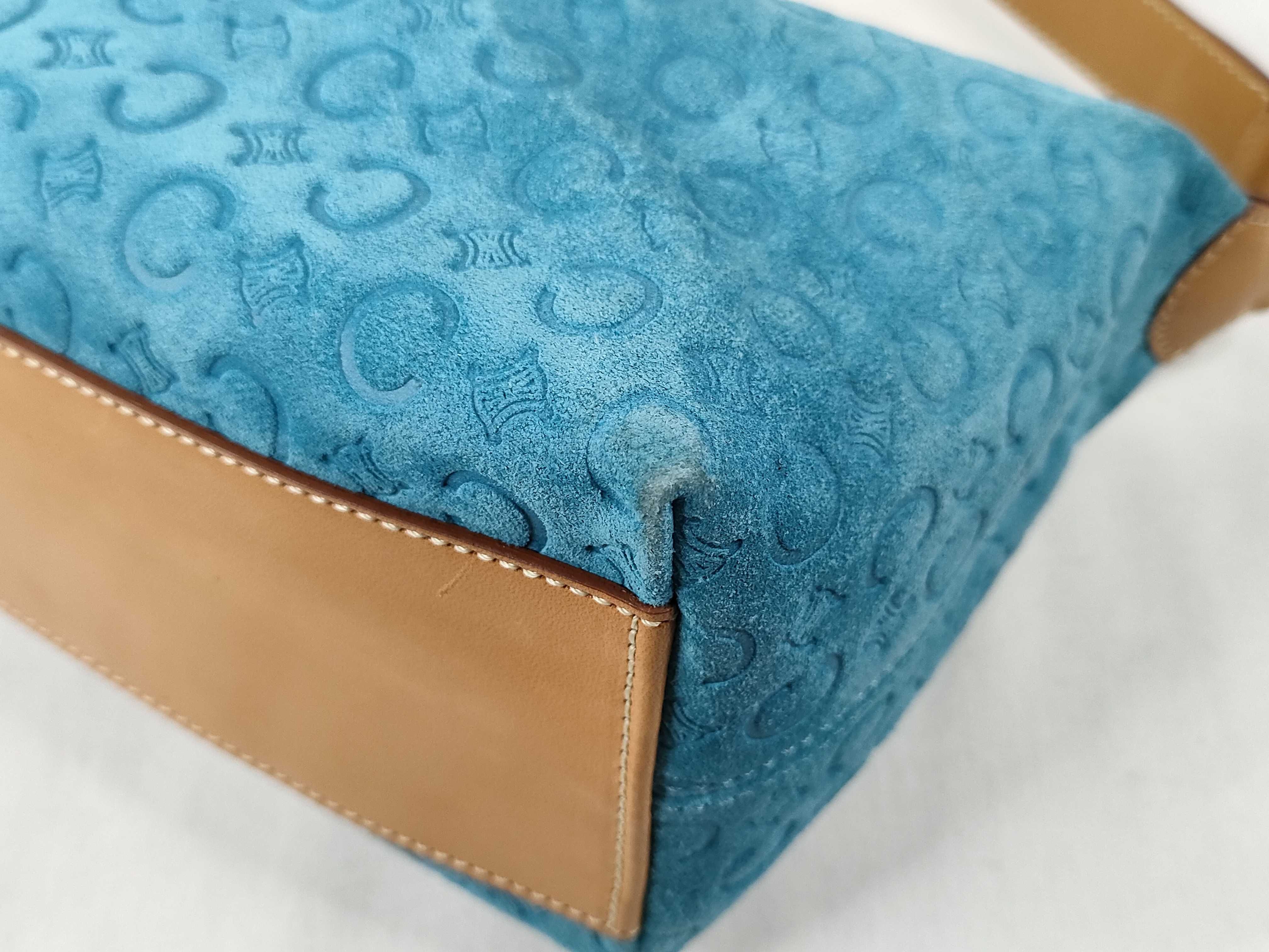 Accessory Pouch, Suede, Light Blue Handbag — view 6