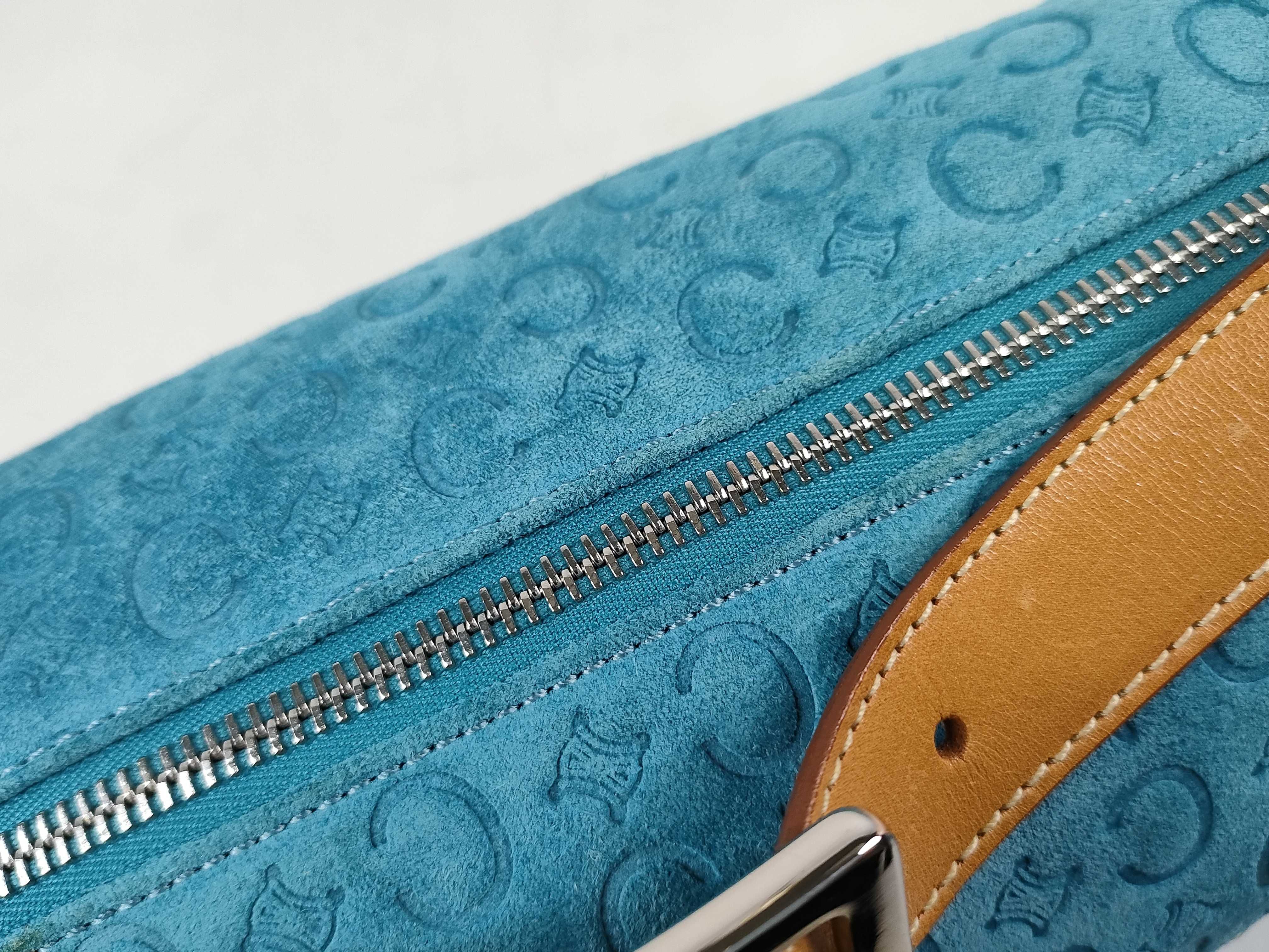 Accessory Pouch, Suede, Light Blue Handbag — view 8