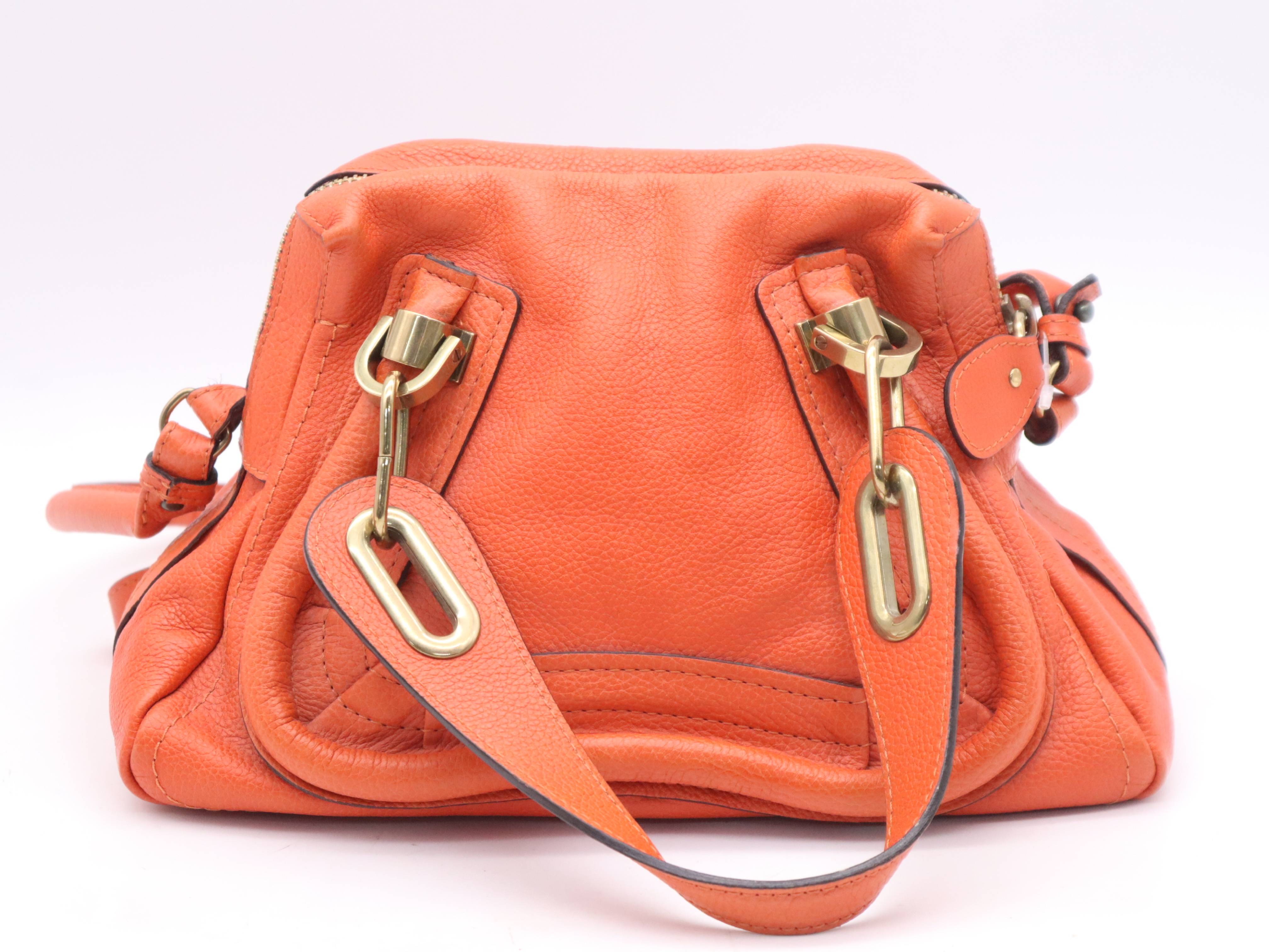 Paraty Orange Shoulder Bag with Gold Hardware and Dust Bag — view 2