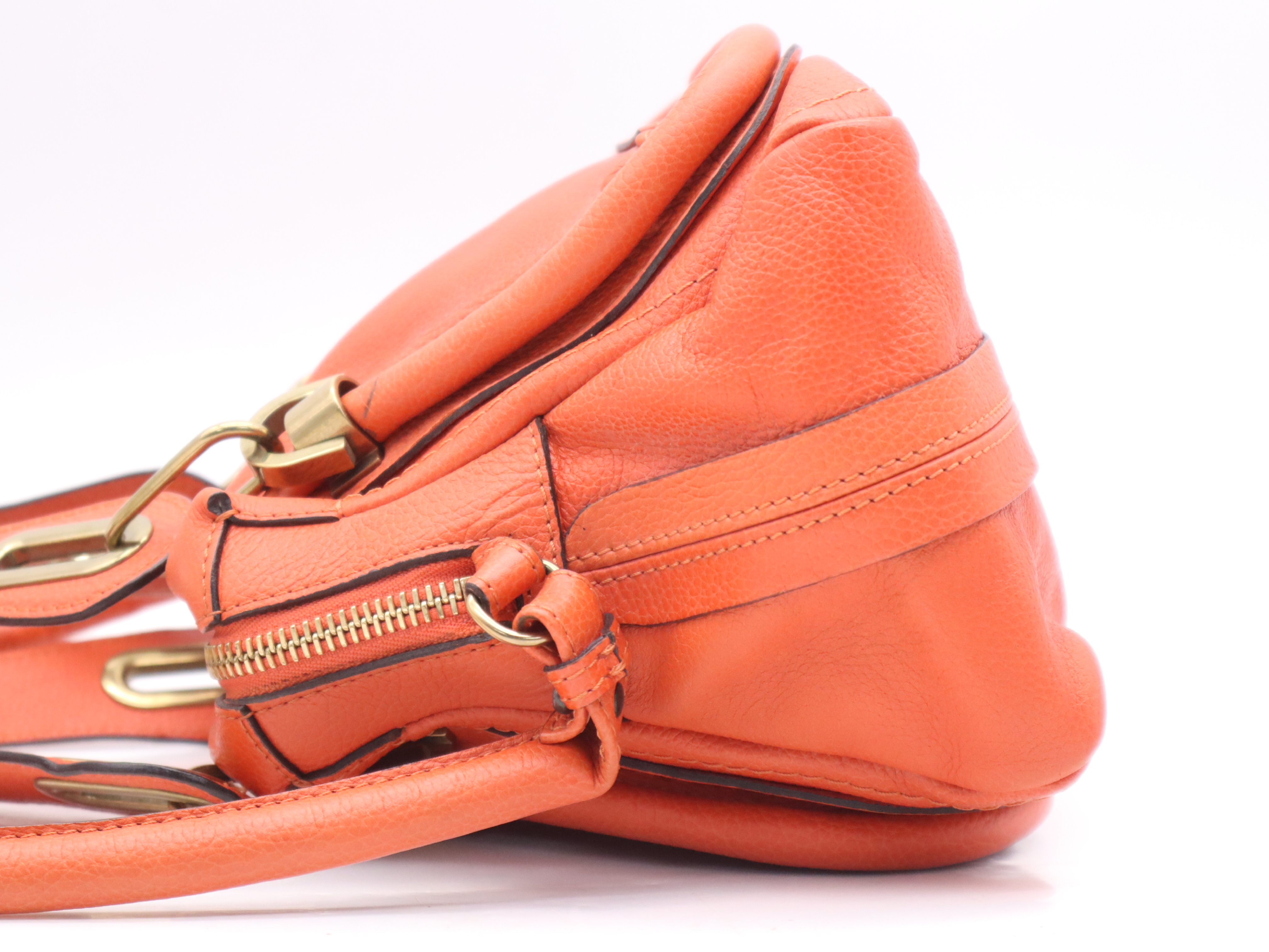 Paraty Orange Shoulder Bag with Gold Hardware and Dust Bag — view 3