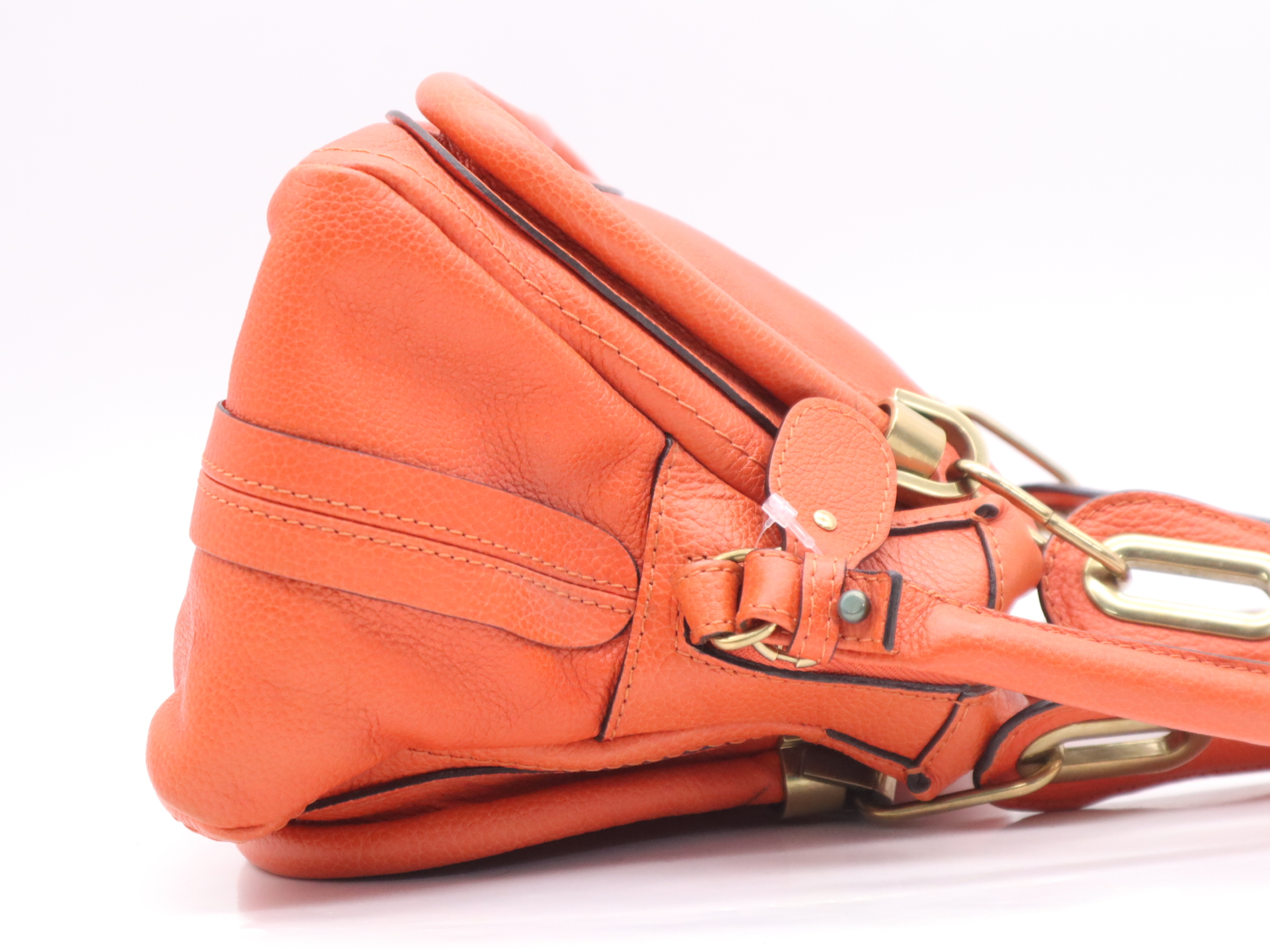 Paraty Orange Shoulder Bag with Gold Hardware and Dust Bag — view 5