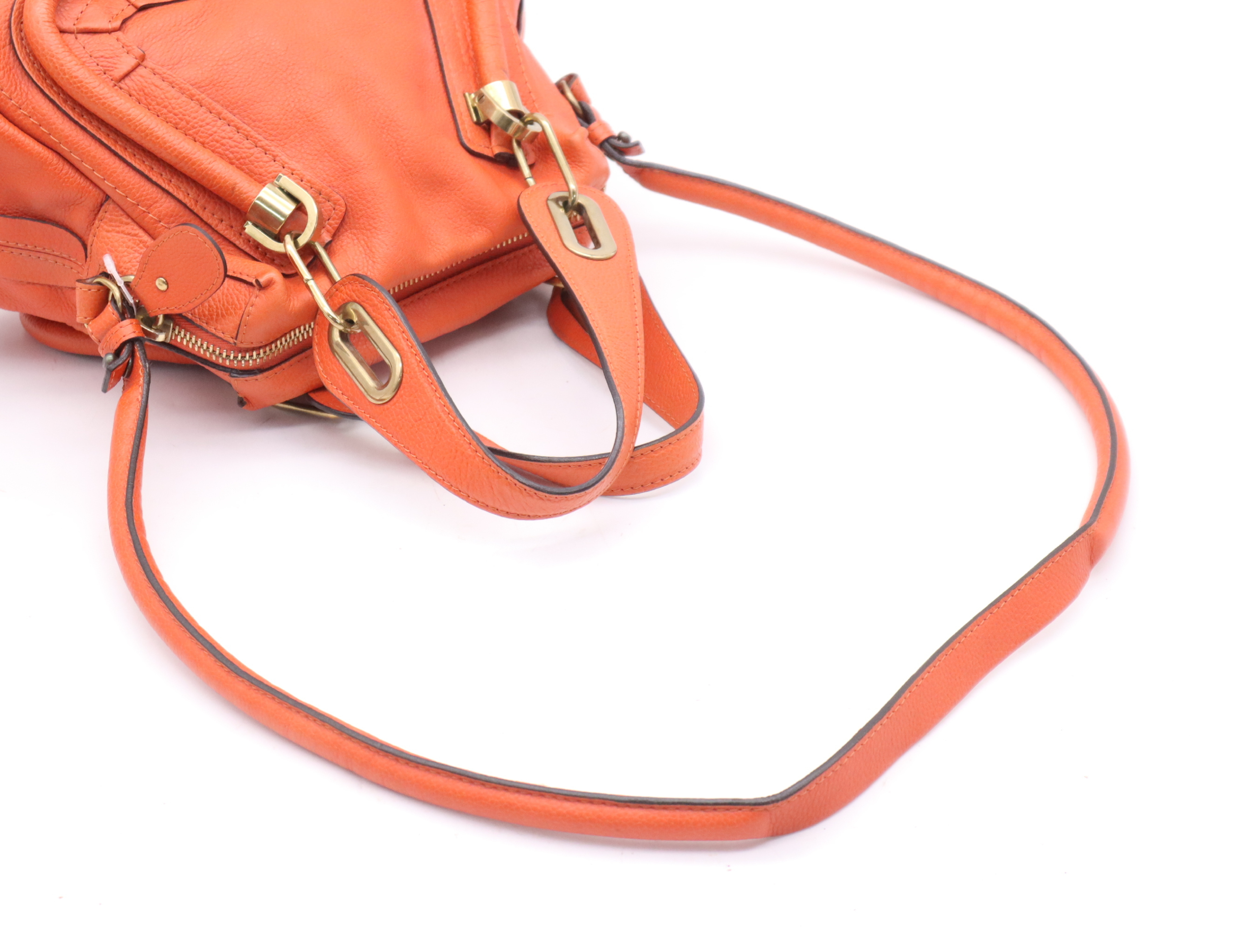 Paraty Orange Shoulder Bag with Gold Hardware and Dust Bag — view 6