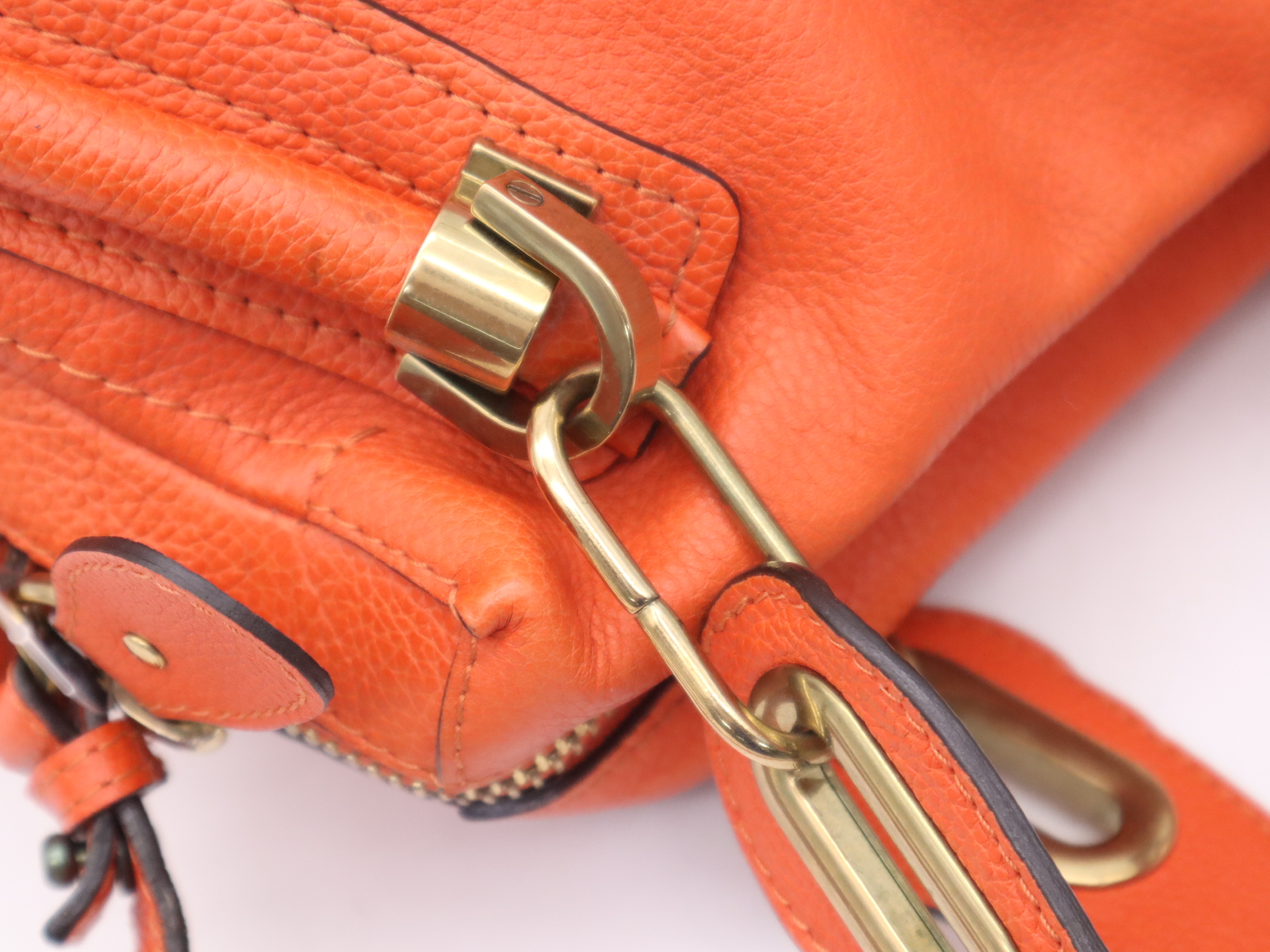 Paraty Orange Shoulder Bag with Gold Hardware and Dust Bag — view 7