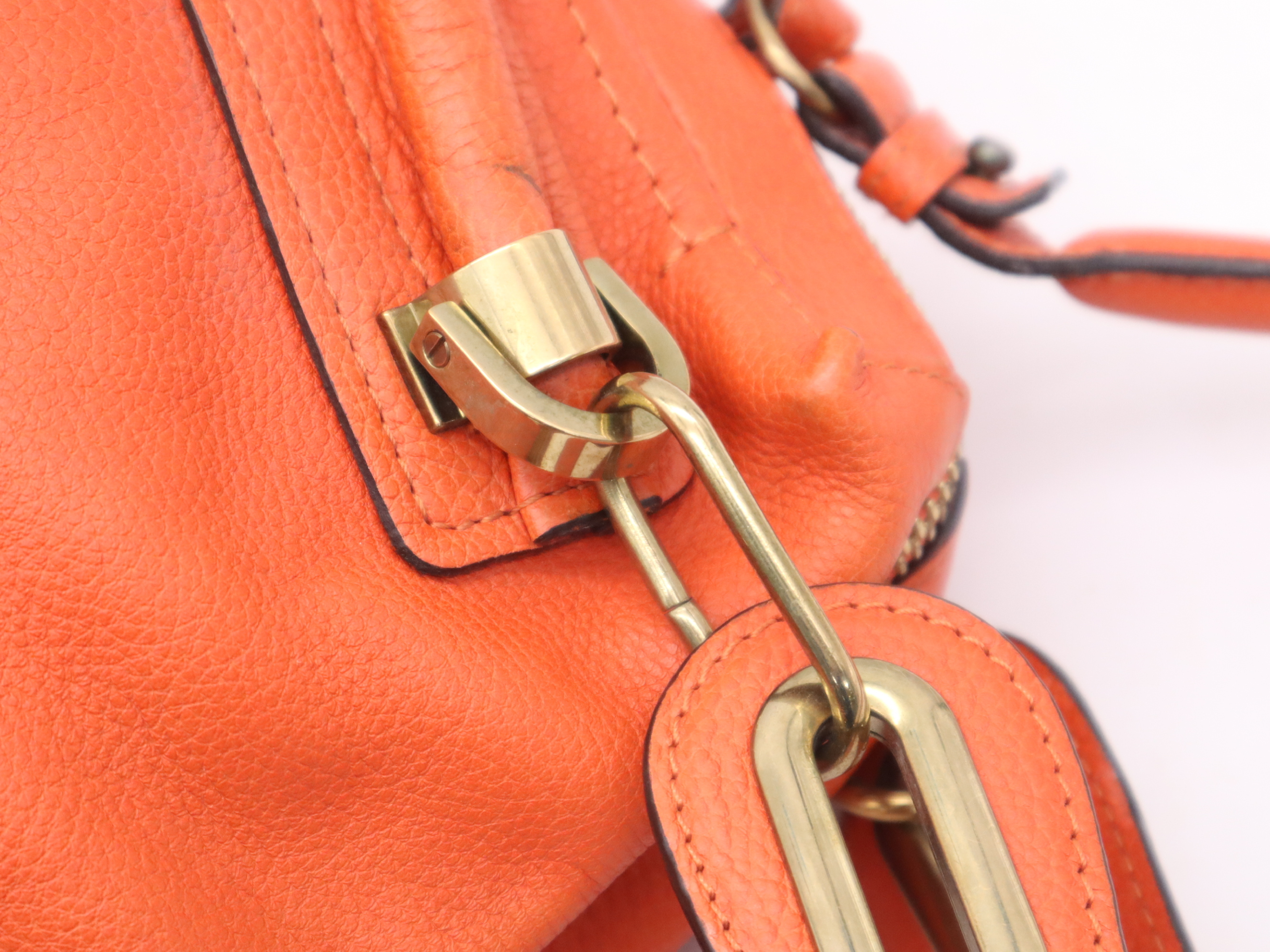 Paraty Orange Shoulder Bag with Gold Hardware and Dust Bag — view 8