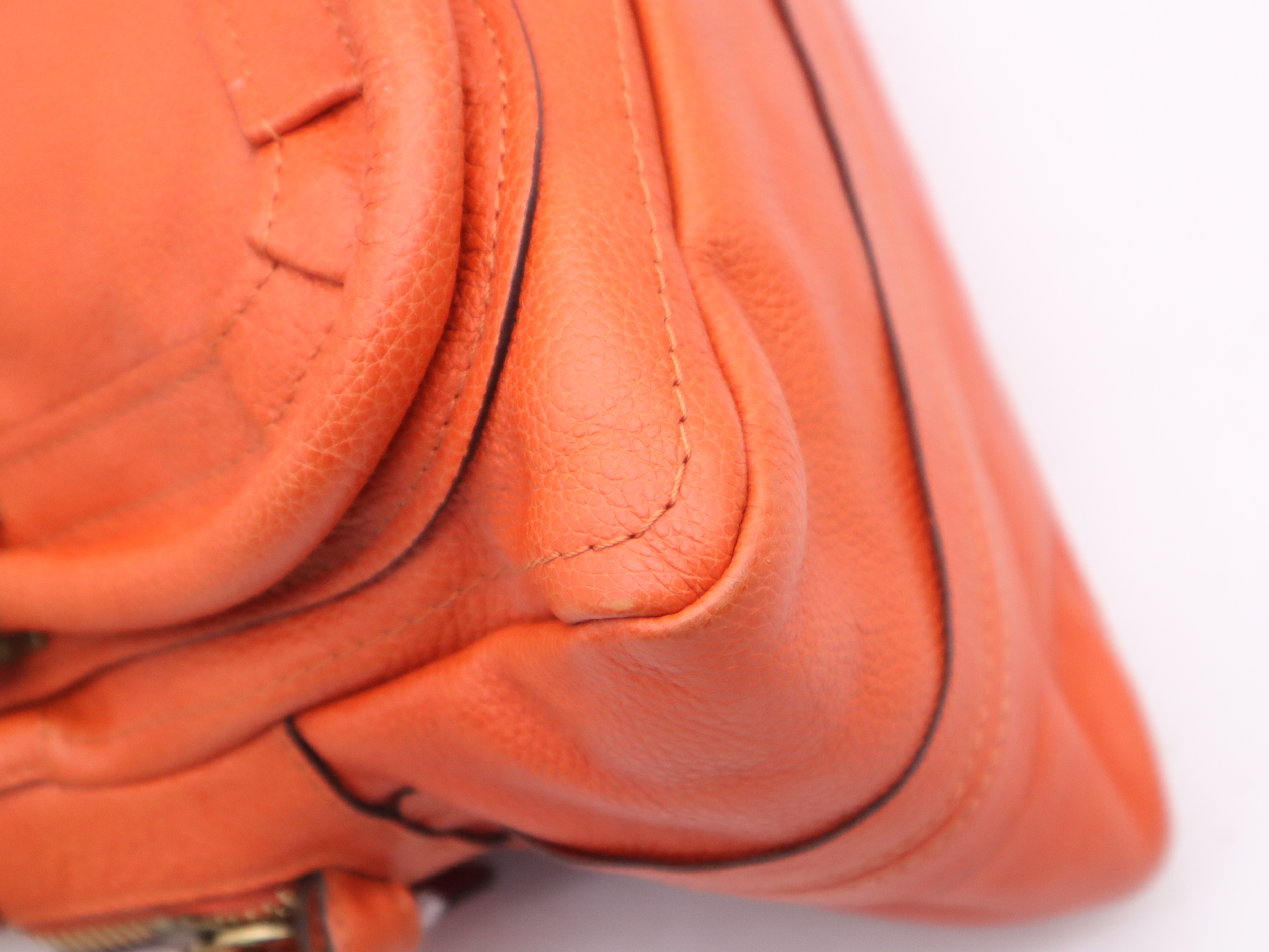Paraty Orange Shoulder Bag with Gold Hardware and Dust Bag — view 9