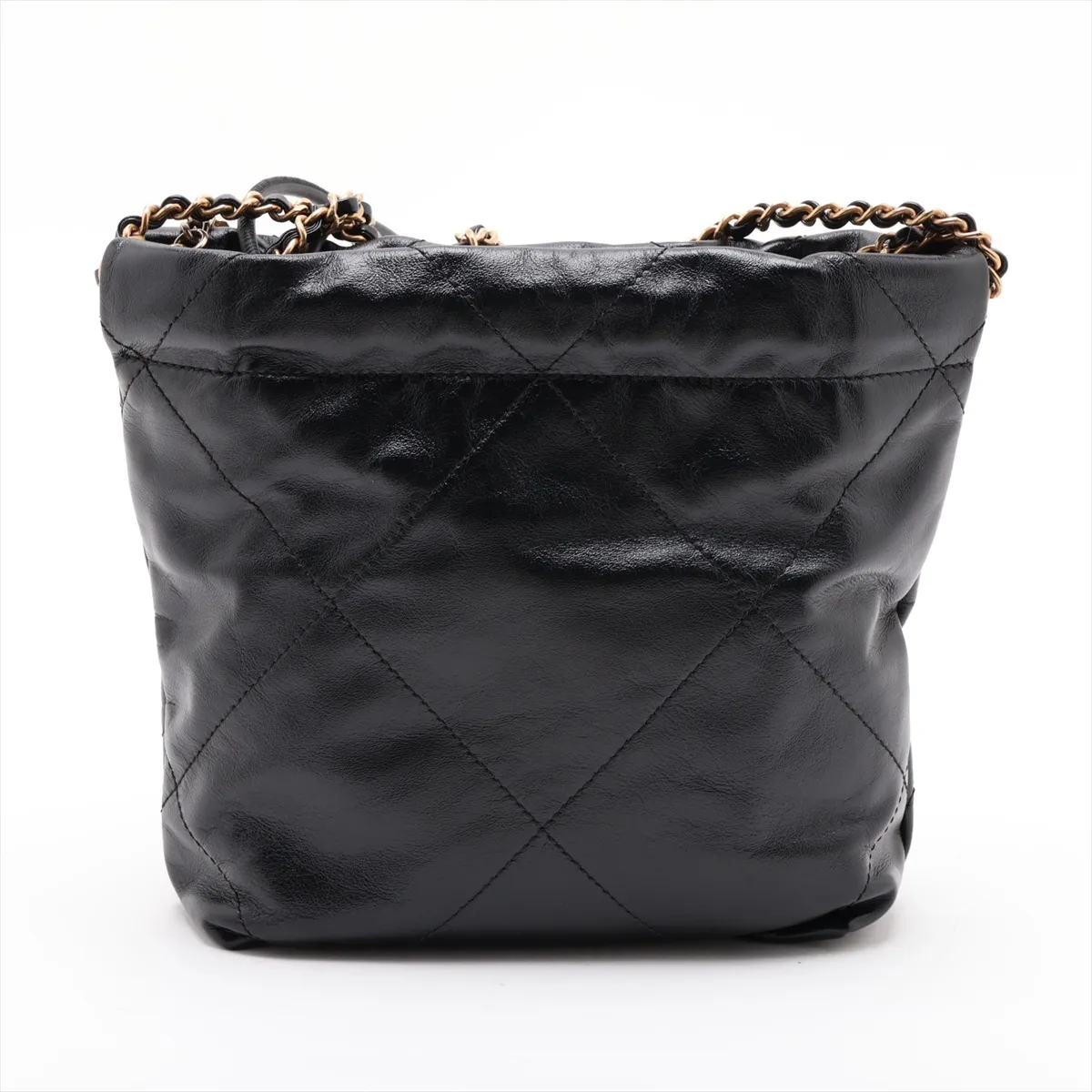 [Individually packaged] Chanel 22 Mini Shiny Calfskin Chain Shoulder Bag, Black with Gold Hardware, TTTJ3T58, Random Plate, AS3980 — view 2