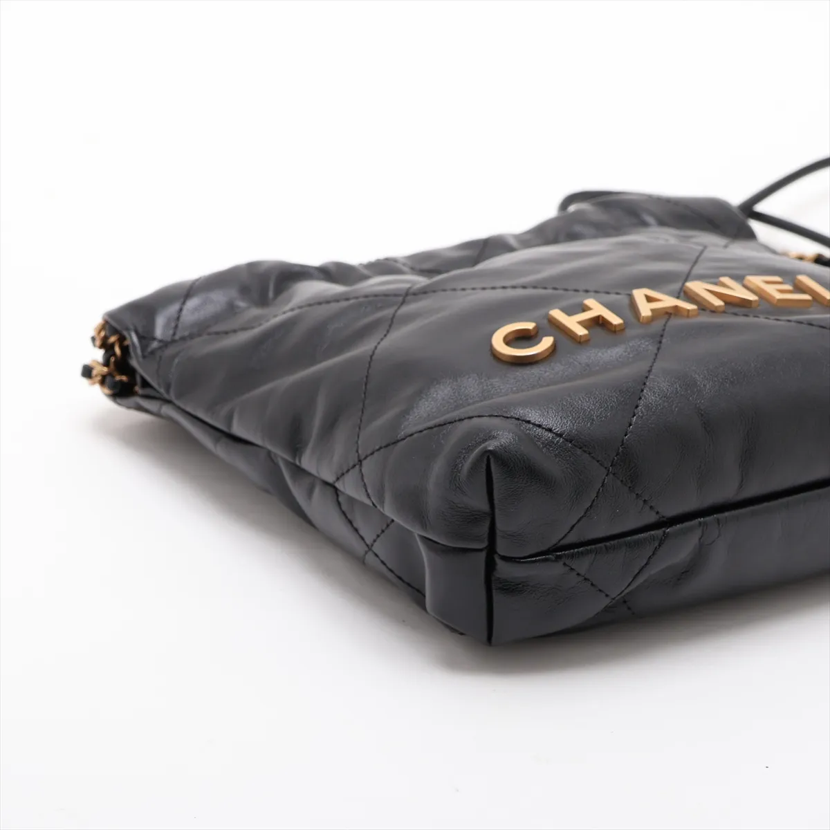 [Individually packaged] Chanel 22 Mini Shiny Calfskin Chain Shoulder Bag, Black with Gold Hardware, TTTJ3T58, Random Plate, AS3980 — view 4