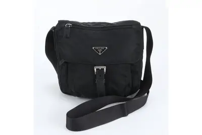 Tessuto Nylon Shoulder Bag with Triangle Logo and White Tag