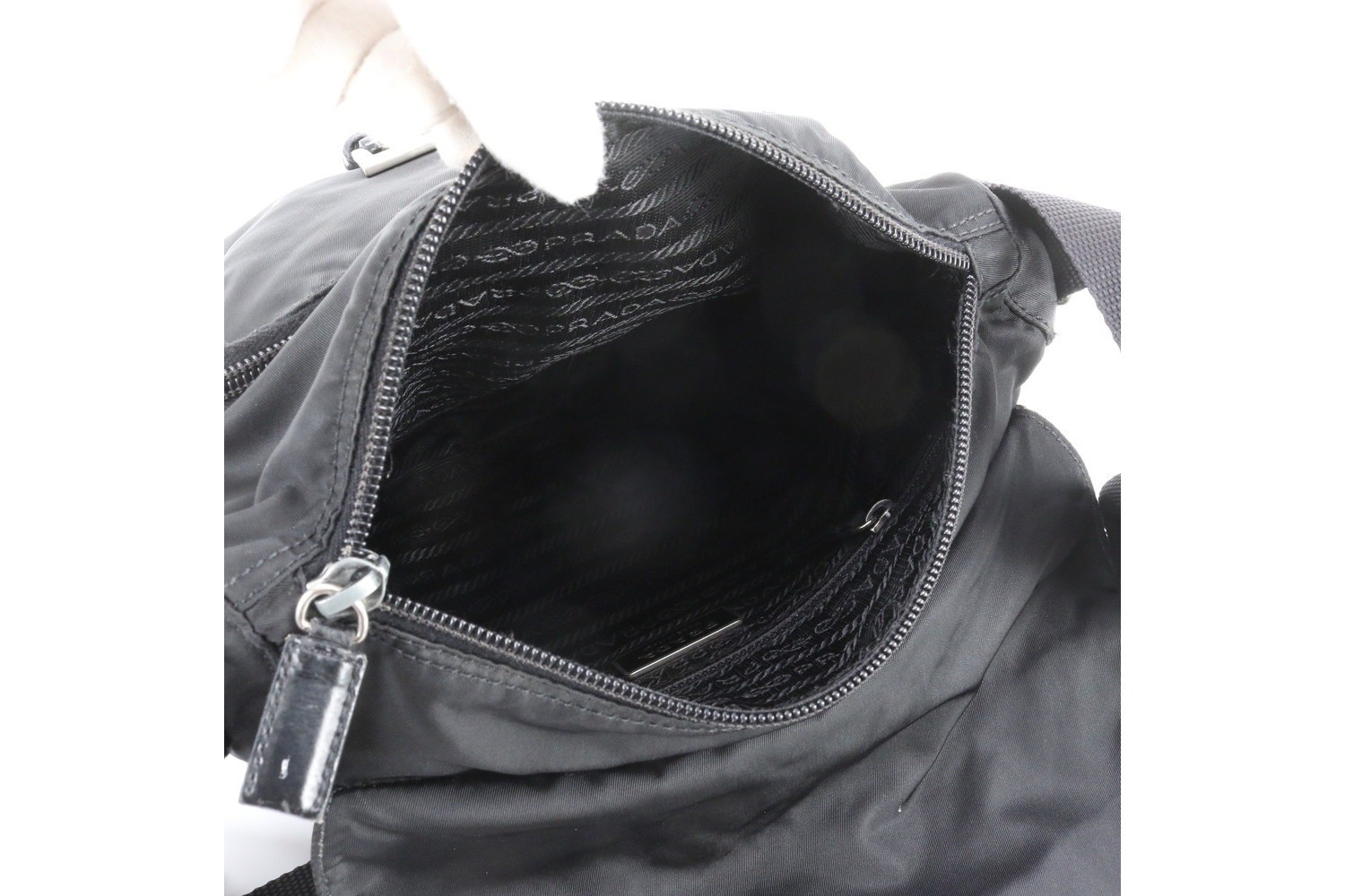 Tessuto Nylon Shoulder Bag with Triangle Logo and White Tag — view 7