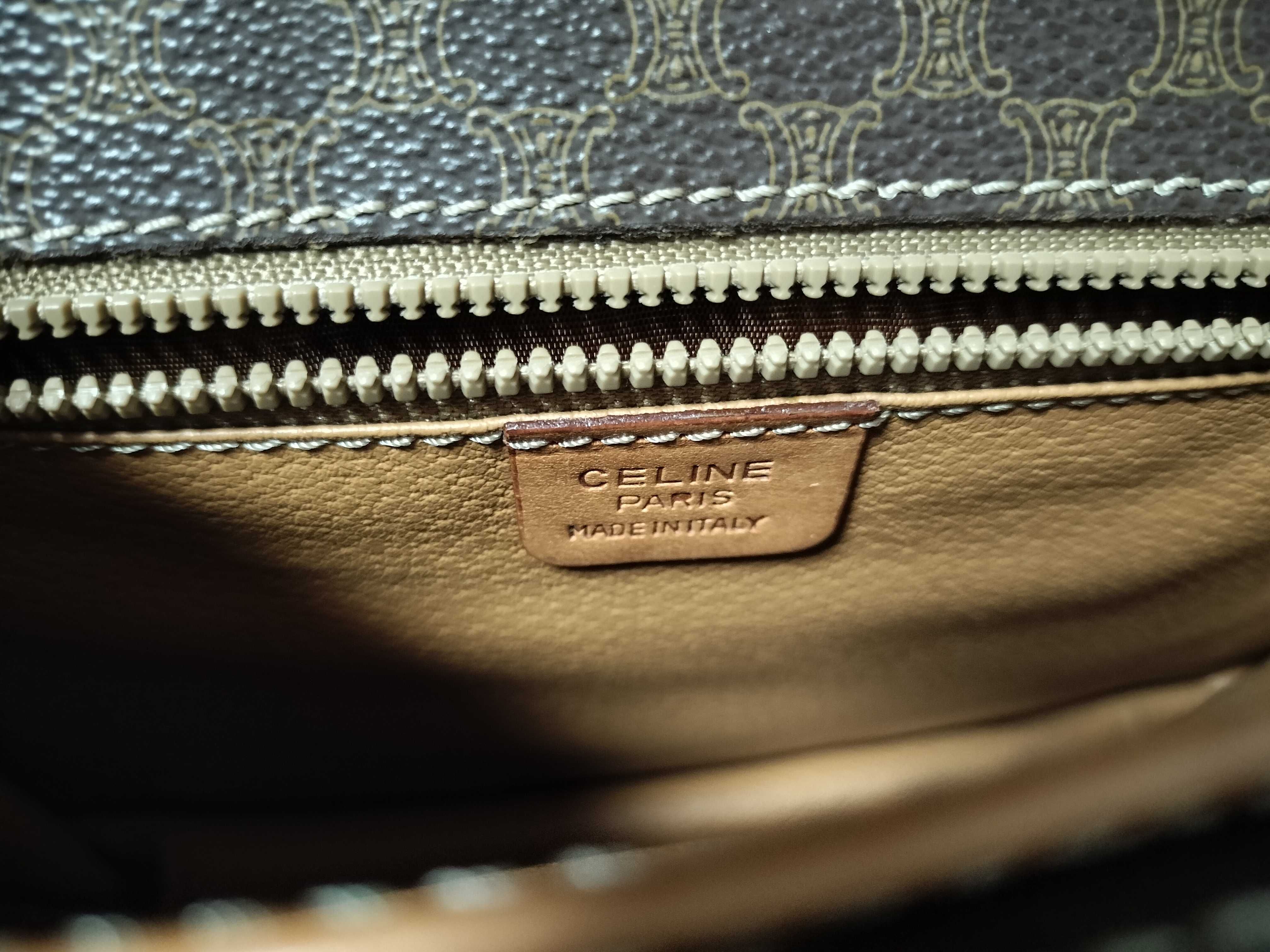 PVC x Leather Brown Gold Hardware Shoulder Bag — view 12