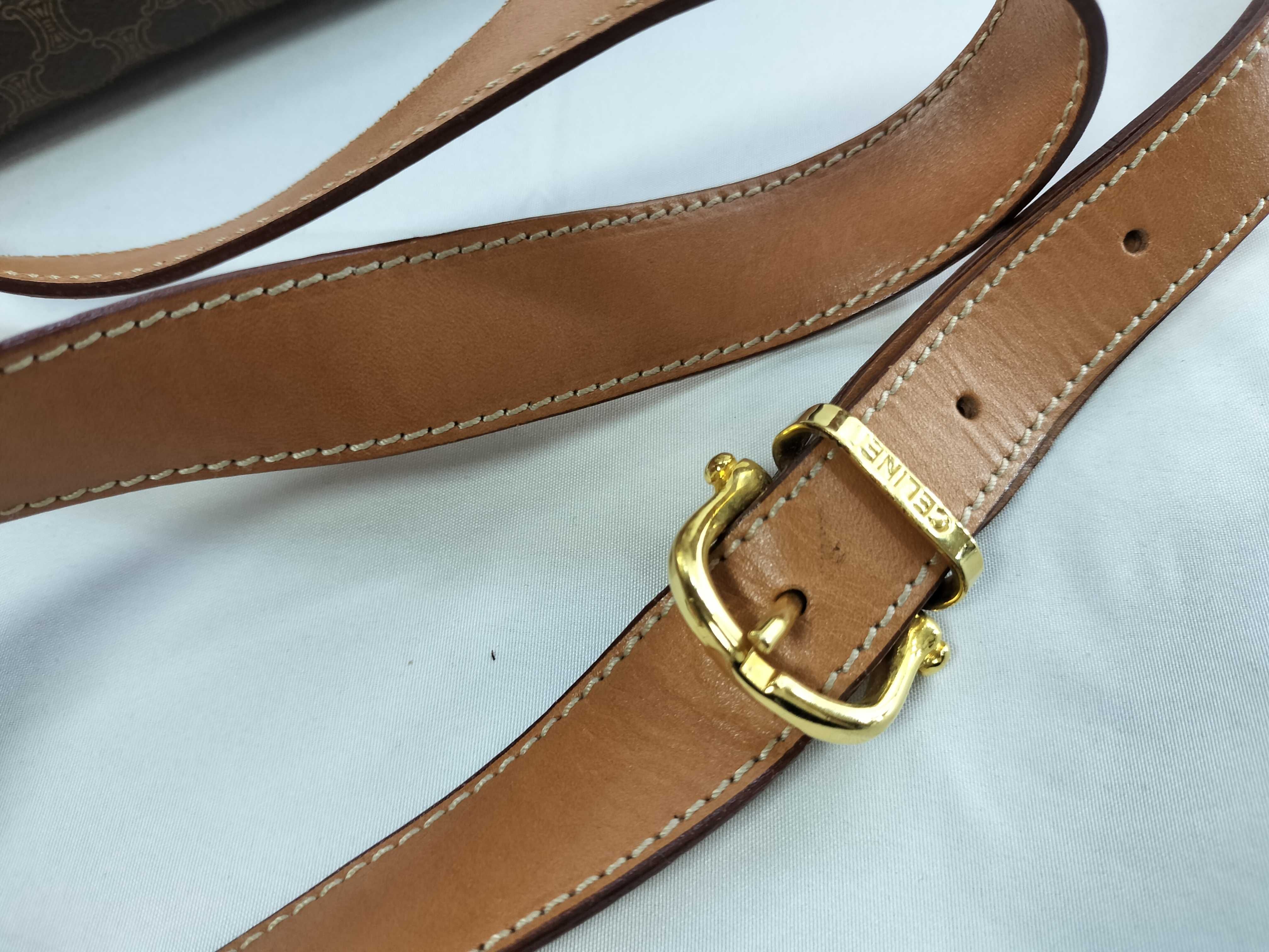 PVC x Leather Brown Gold Hardware Shoulder Bag — view 4