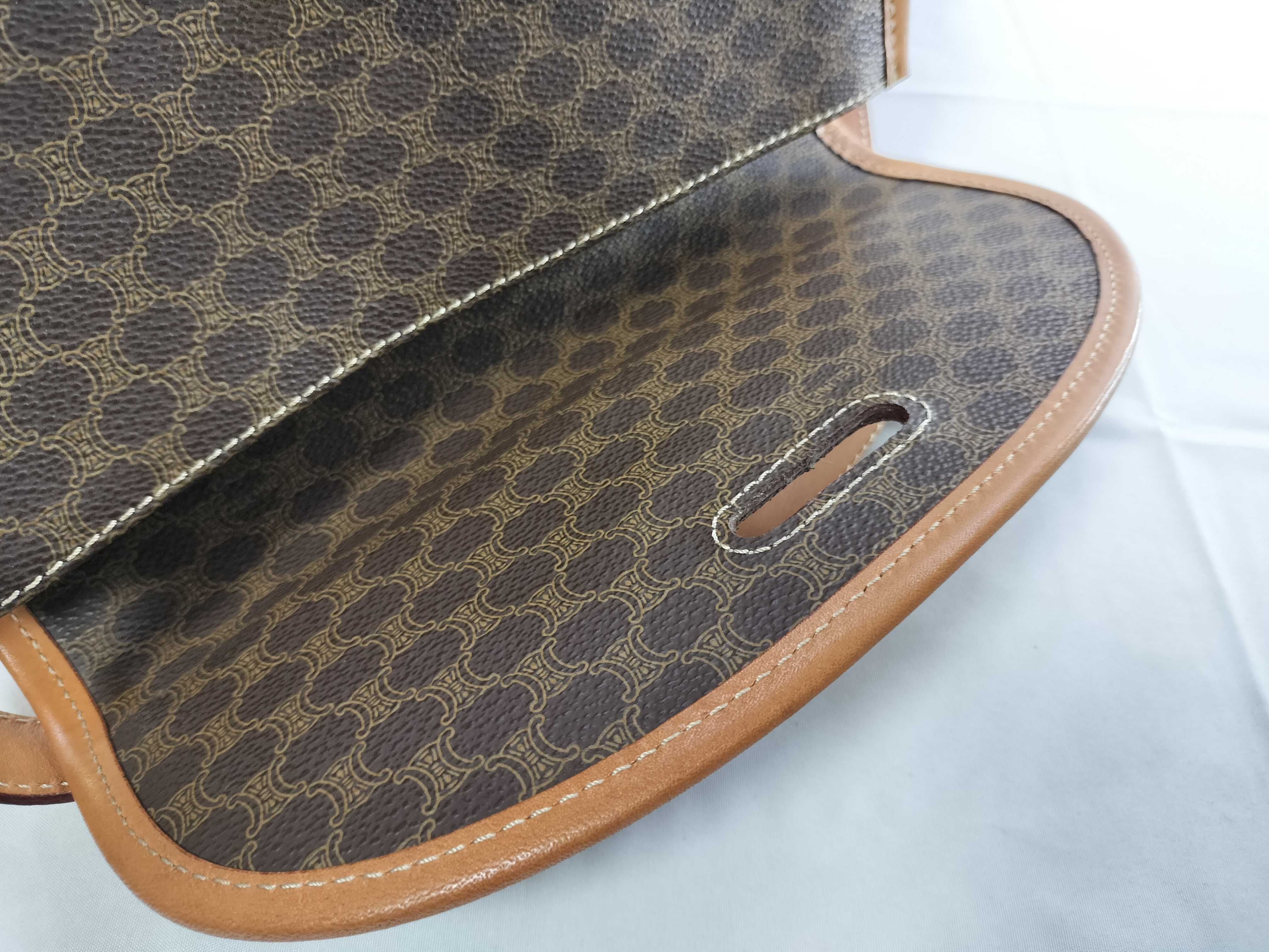 PVC x Leather Brown Gold Hardware Shoulder Bag — view 8