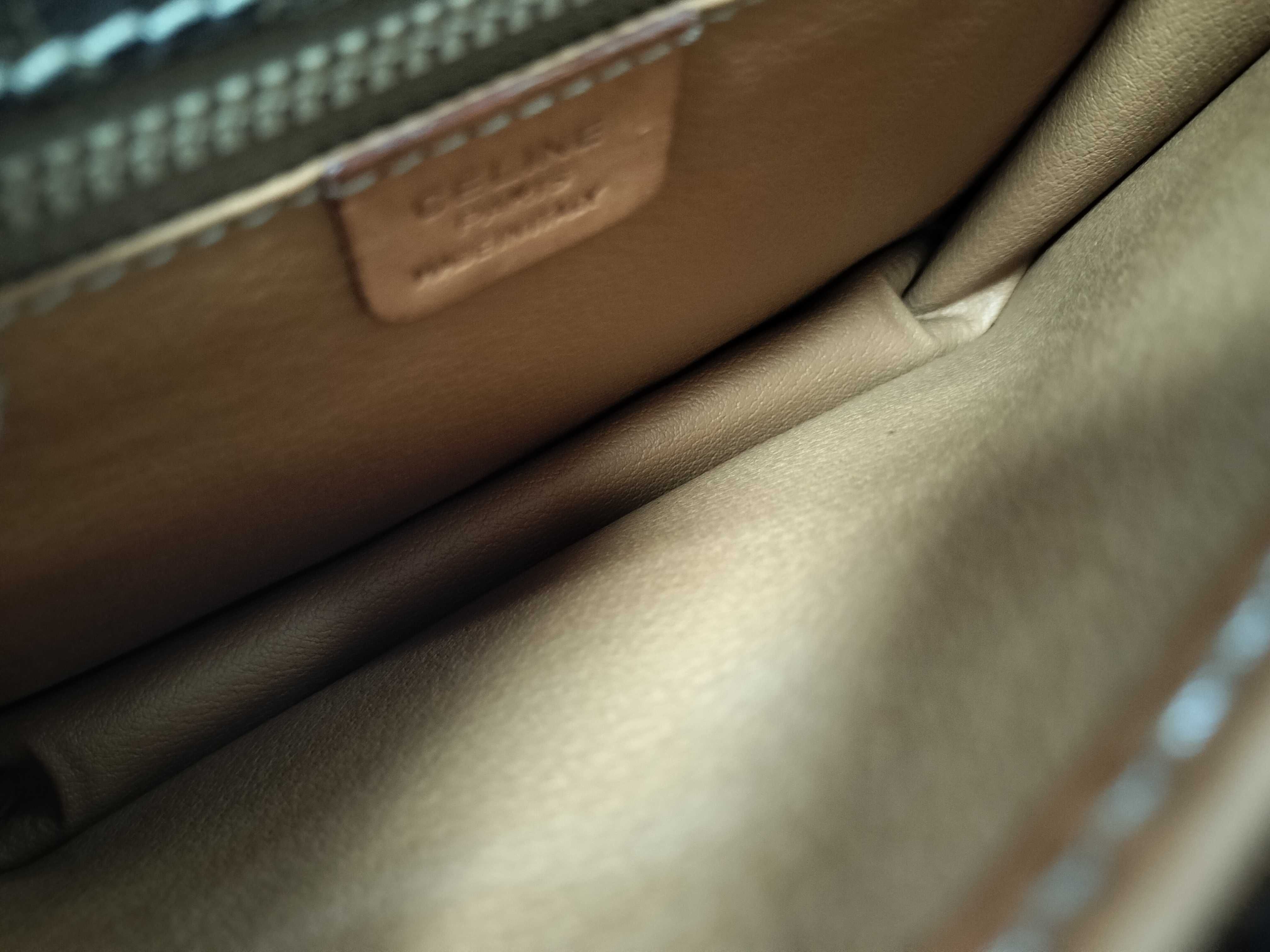 PVC x Leather Brown Gold Hardware Shoulder Bag — view 10