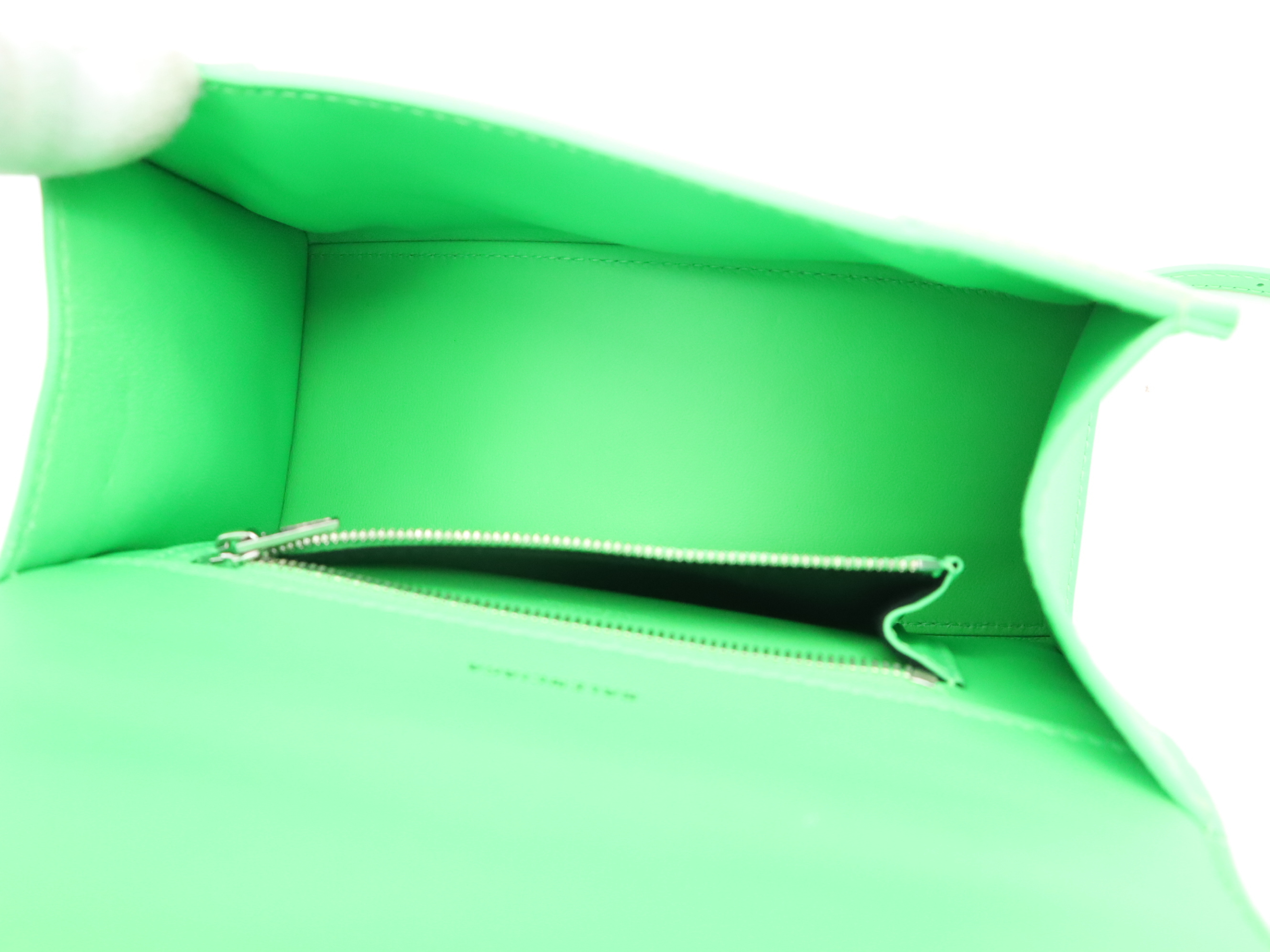 593546 PVC Hourglass 2-Way Handbag, Green, Silver Hardware, Shoulder Strap & Dust Bag Included. — view 11