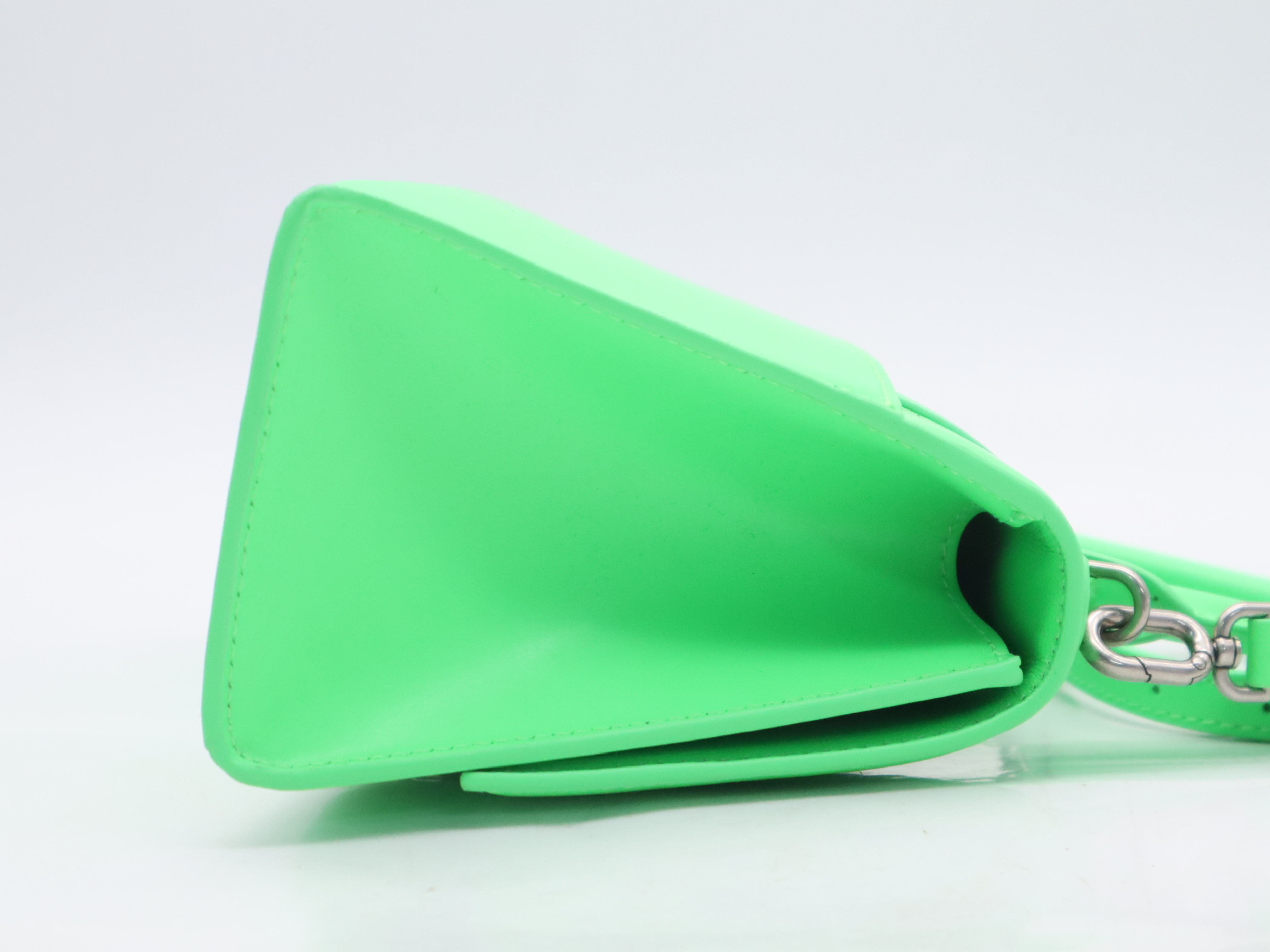 593546 PVC Hourglass 2-Way Handbag, Green, Silver Hardware, Shoulder Strap & Dust Bag Included. — view 5
