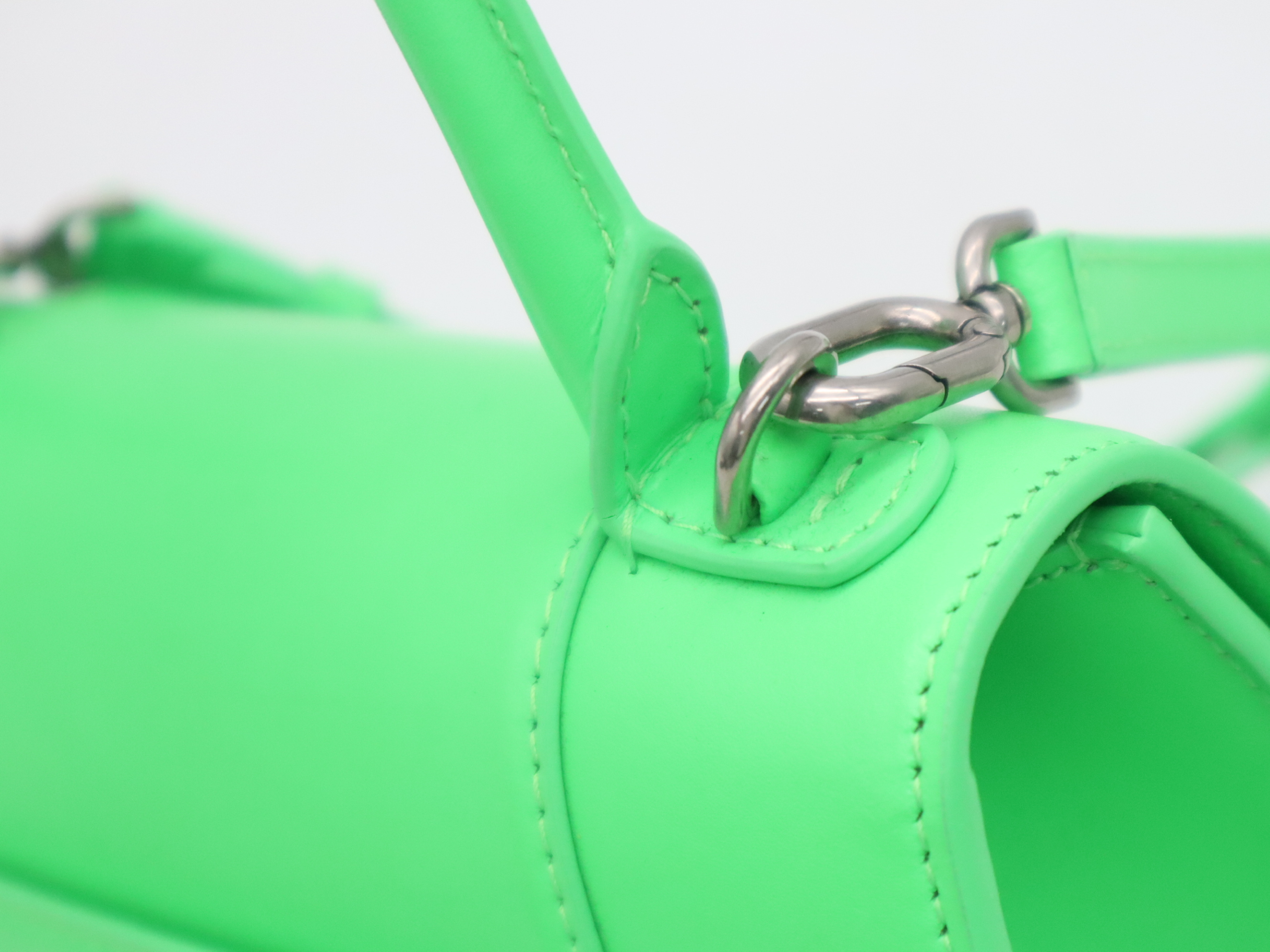 593546 PVC Hourglass 2-Way Handbag, Green, Silver Hardware, Shoulder Strap & Dust Bag Included. — view 7