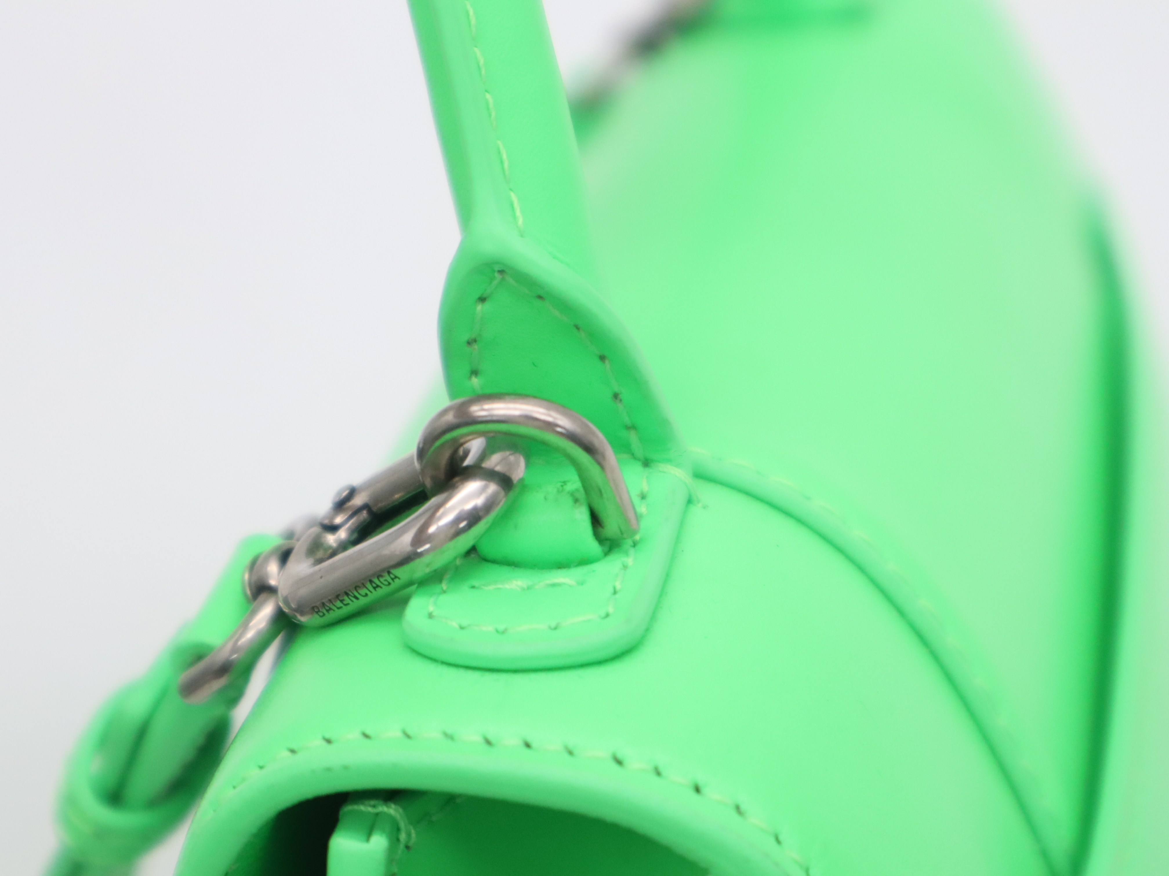 593546 PVC Hourglass 2-Way Handbag, Green, Silver Hardware, Shoulder Strap & Dust Bag Included. — view 8